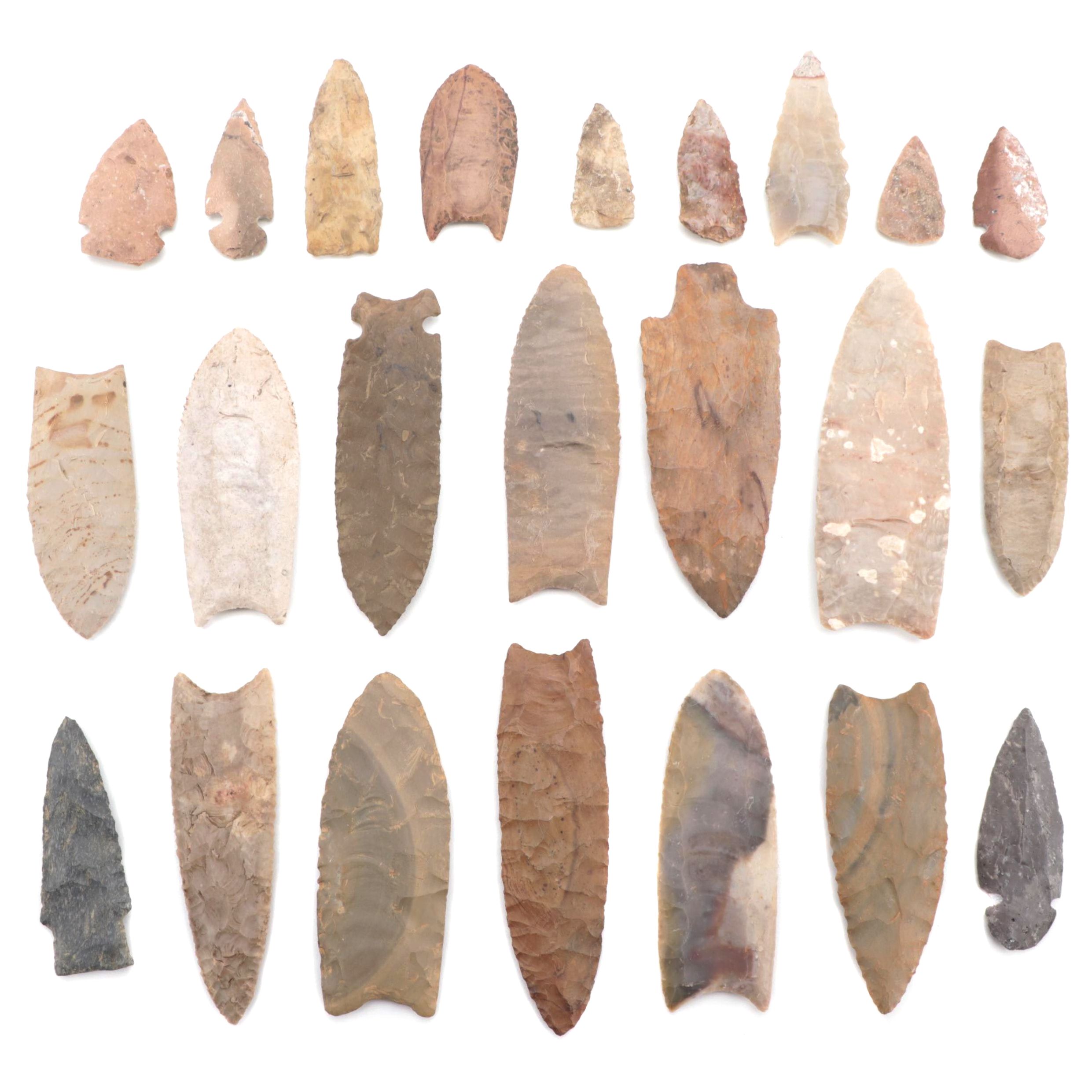 Native American Lanceolate Projectile Points Including Reproductions