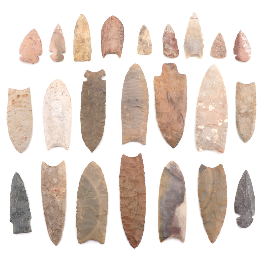 Native American Lanceolate Projectile Points Including Reproductions