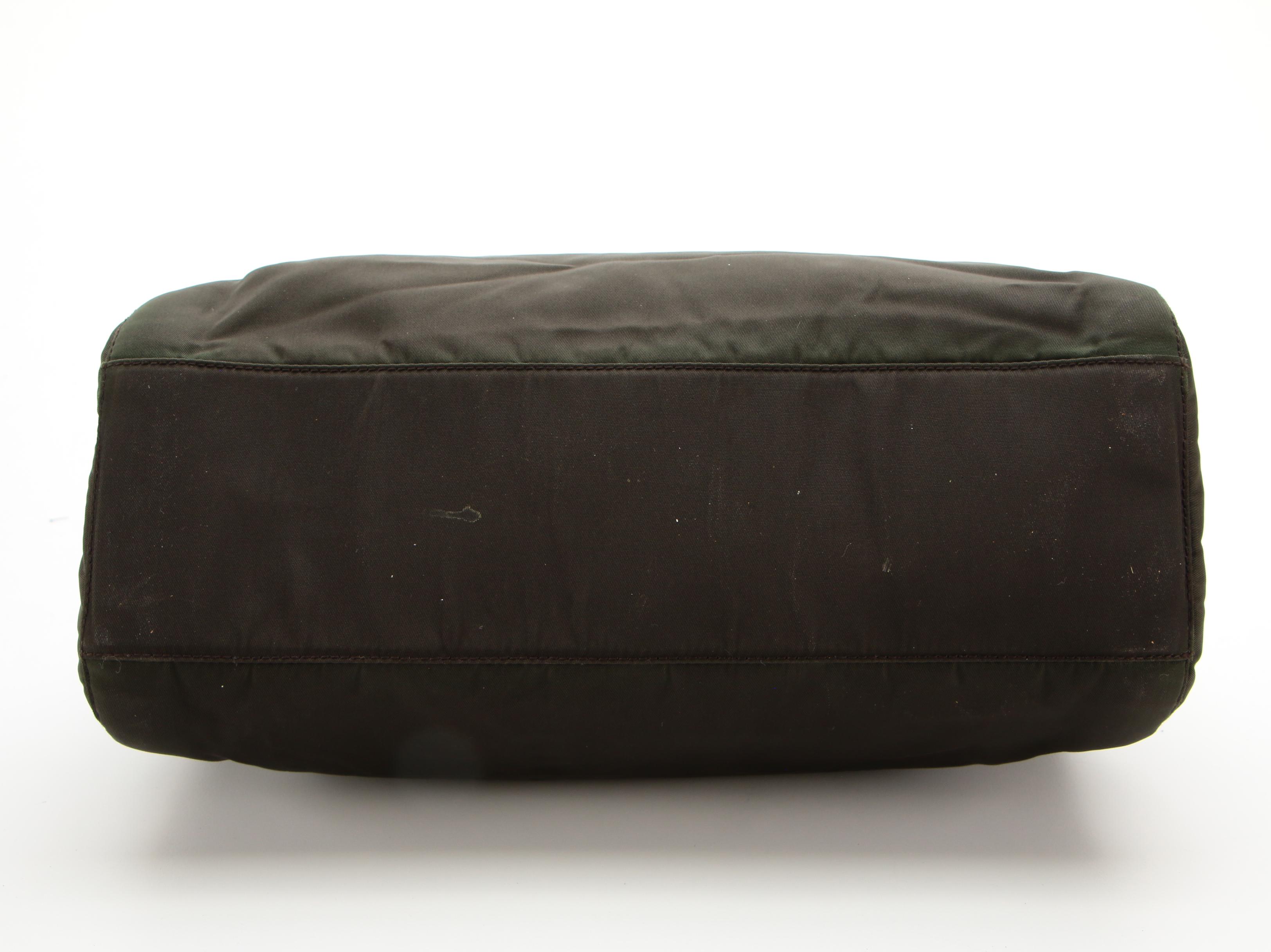 Prada Shoulder Bag in Black Tessuto Nylon with Leather Trim and Interwoven Strap