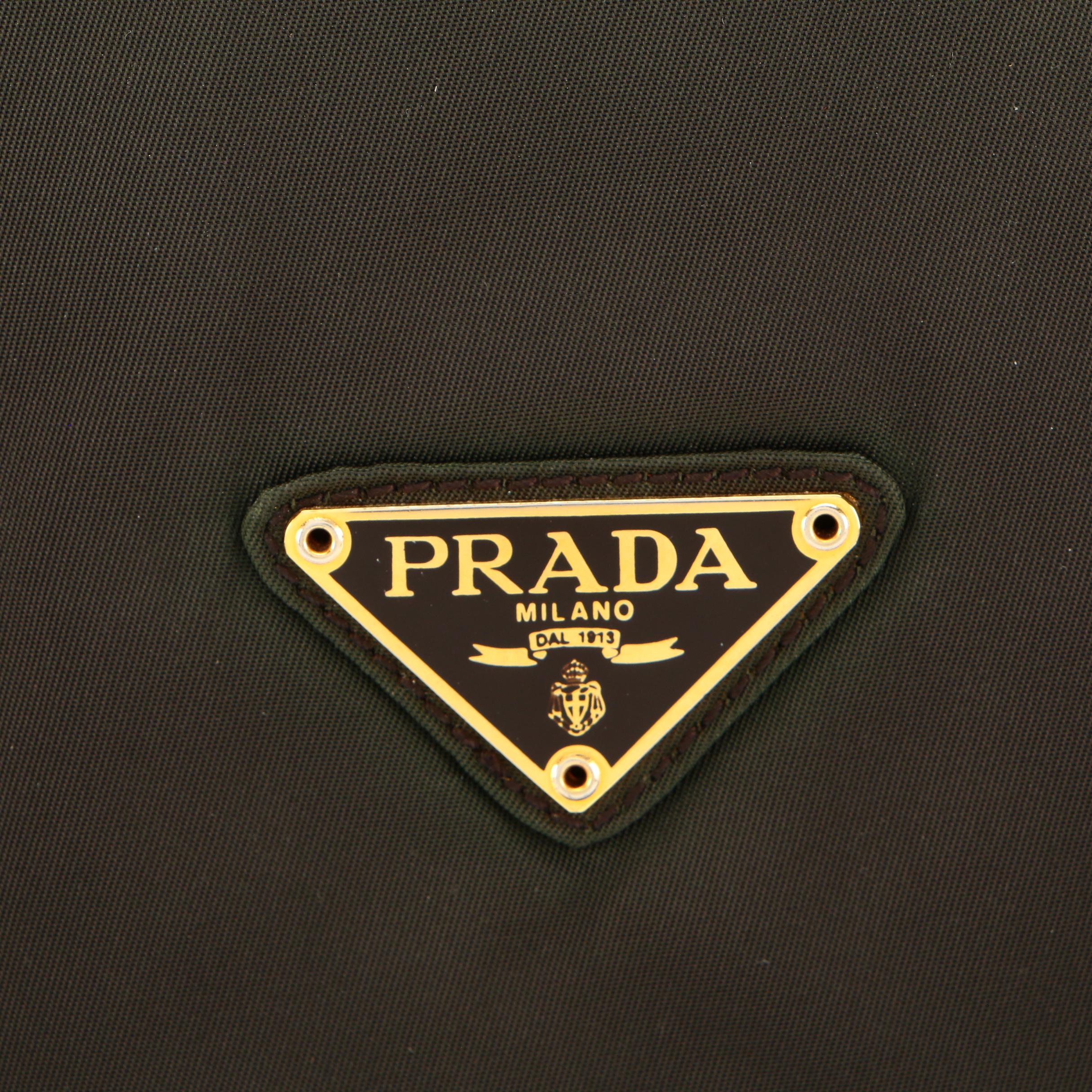 Prada Shoulder Bag in Black Tessuto Nylon with Leather Trim and Interwoven Strap