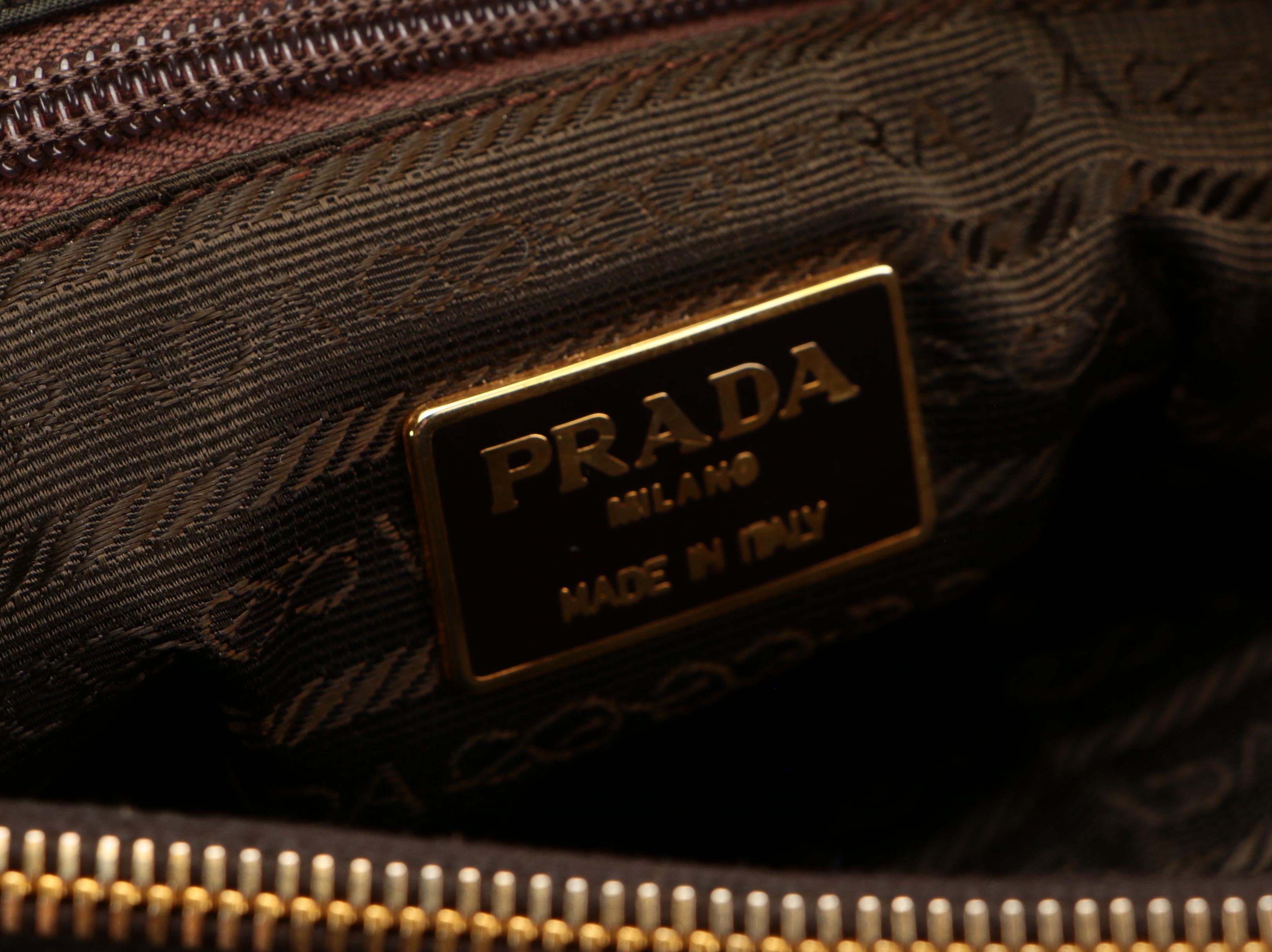 Prada Shoulder Bag in Black Tessuto Nylon with Leather Trim and Interwoven Strap