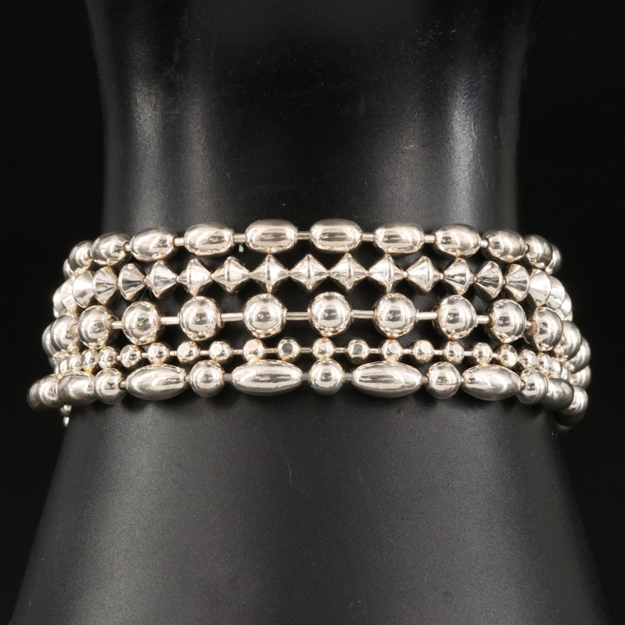 Sterling Multi-Row Bead Chain Bracelet