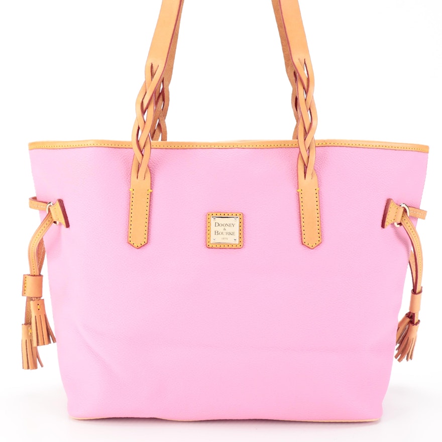 Dooney & Bourke Tote Bag in Pink Pebbled and Tan Leather