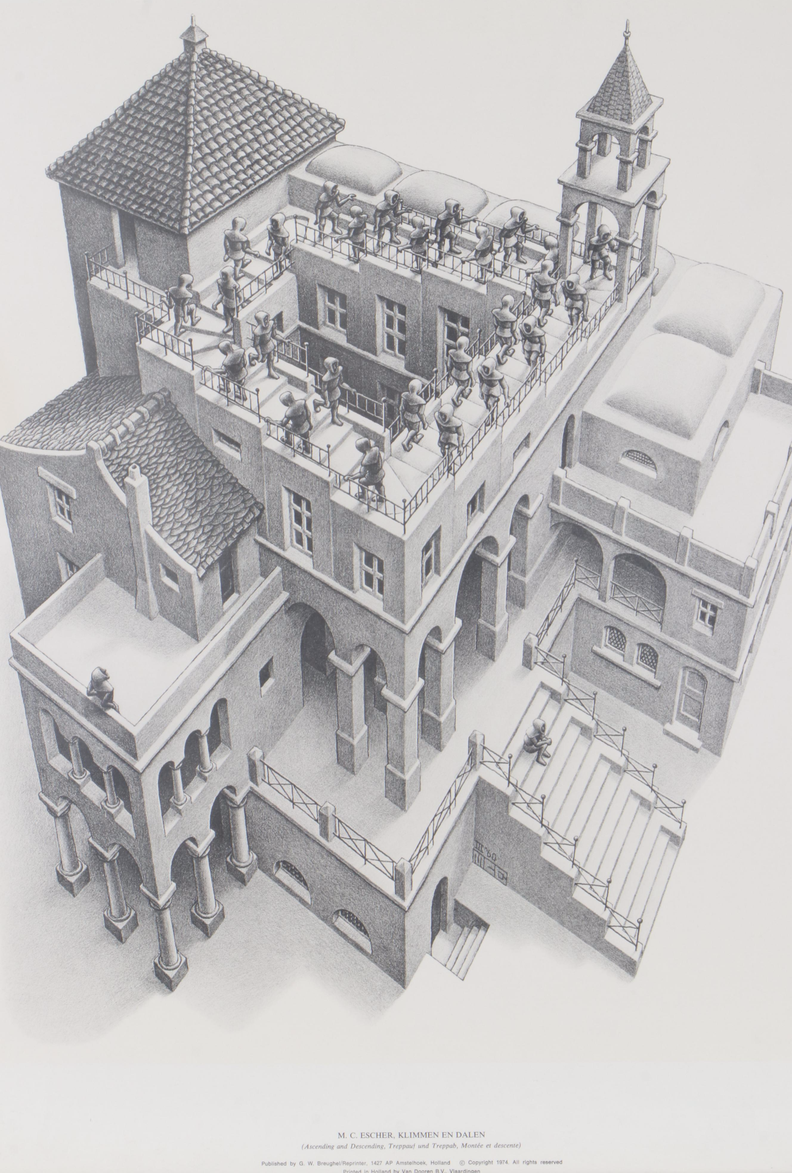 Offset Lithograph After M.C. Escher "Ascending and Descending," 1974