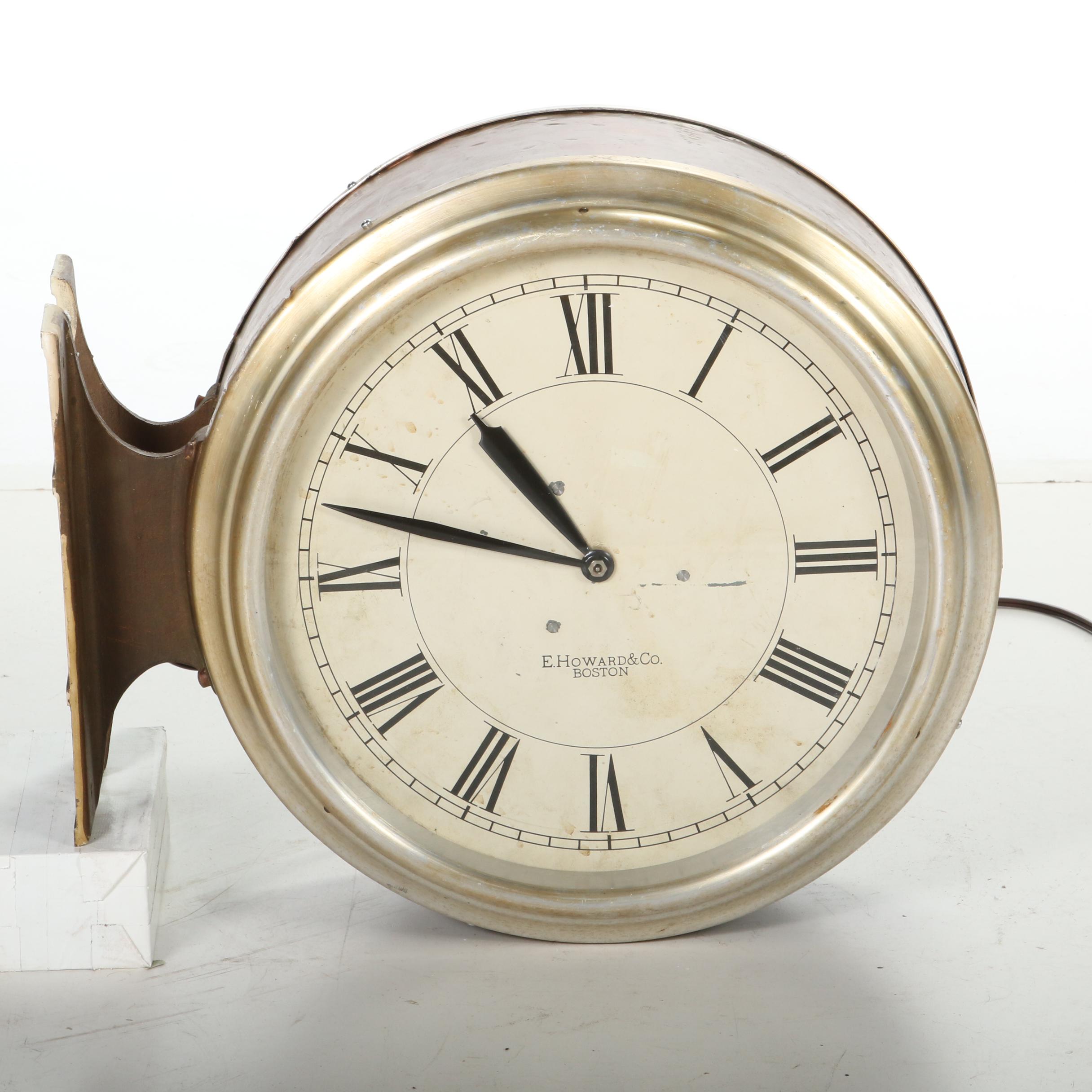 E. Howard Double Sided Electric Wall Clock, Early to Mid 20th Century