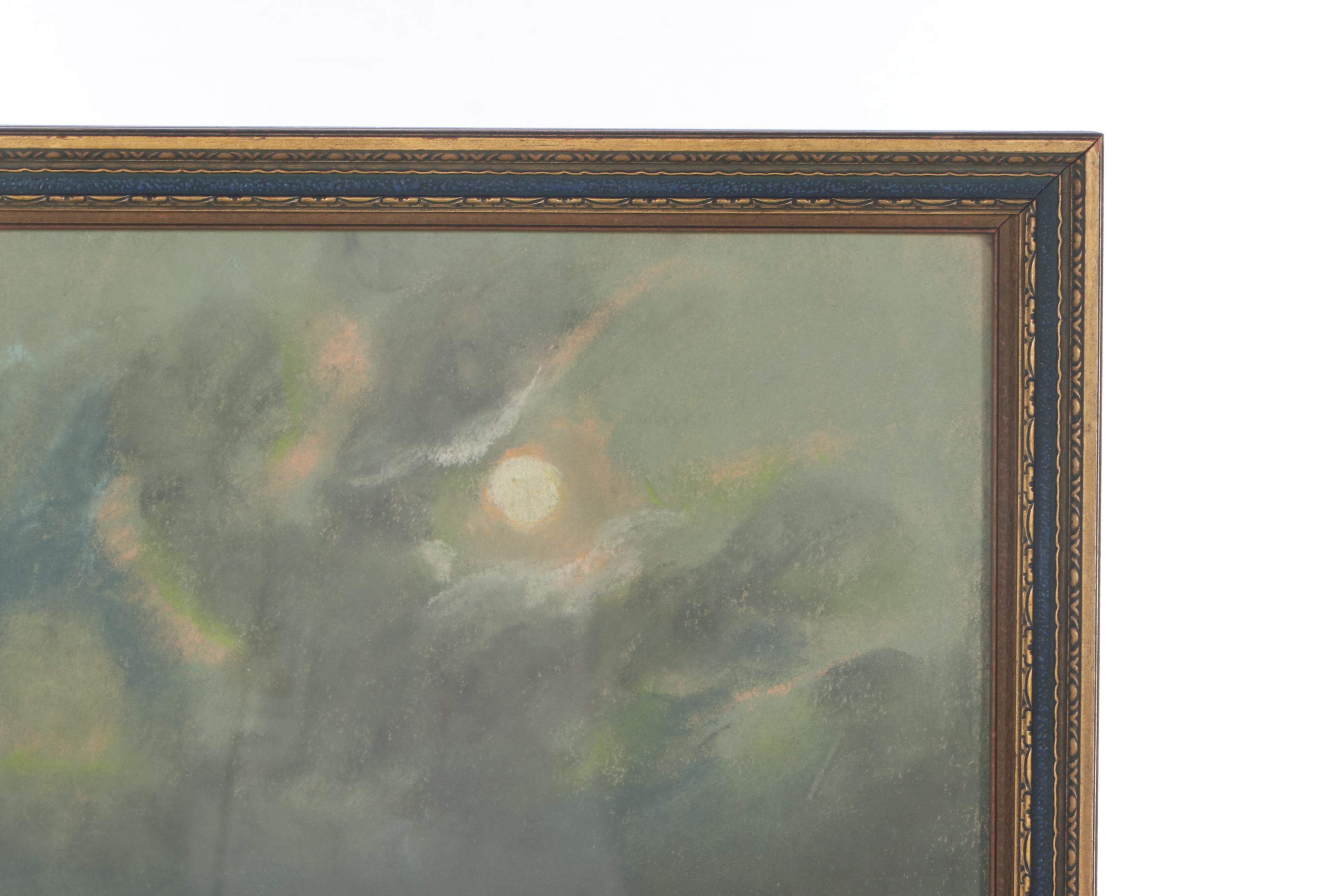 K. Groff Landscape Pastel Drawing of Lighthouse, 1919