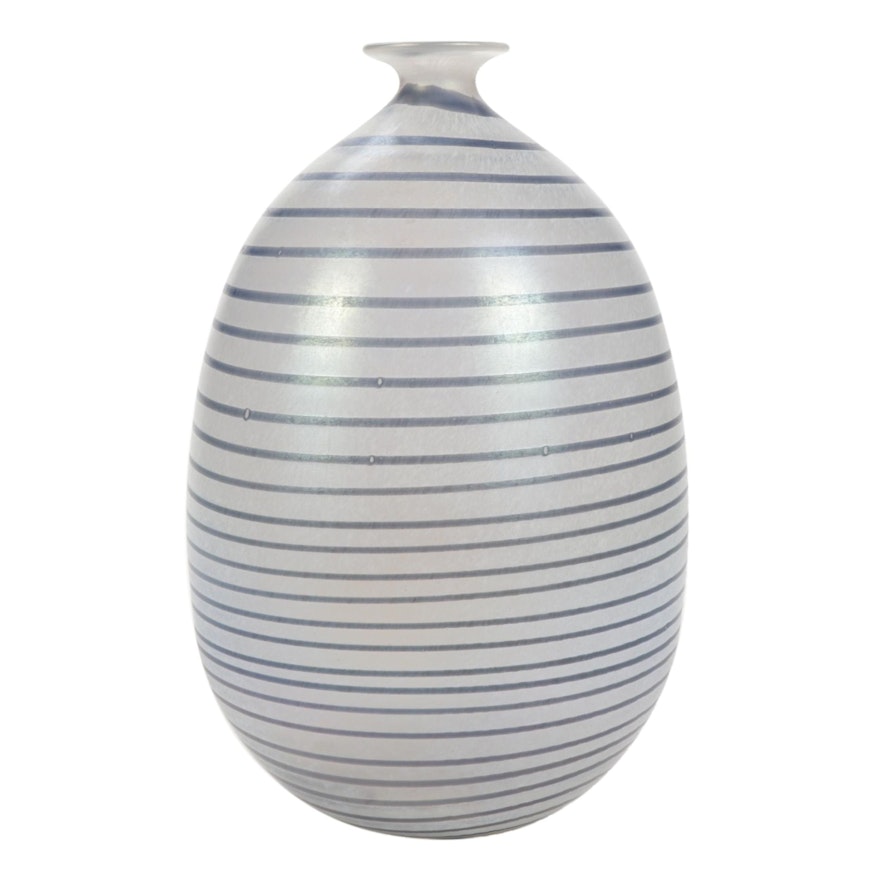 Hand-Blown Swedish Iridescent Art Glass Vase
