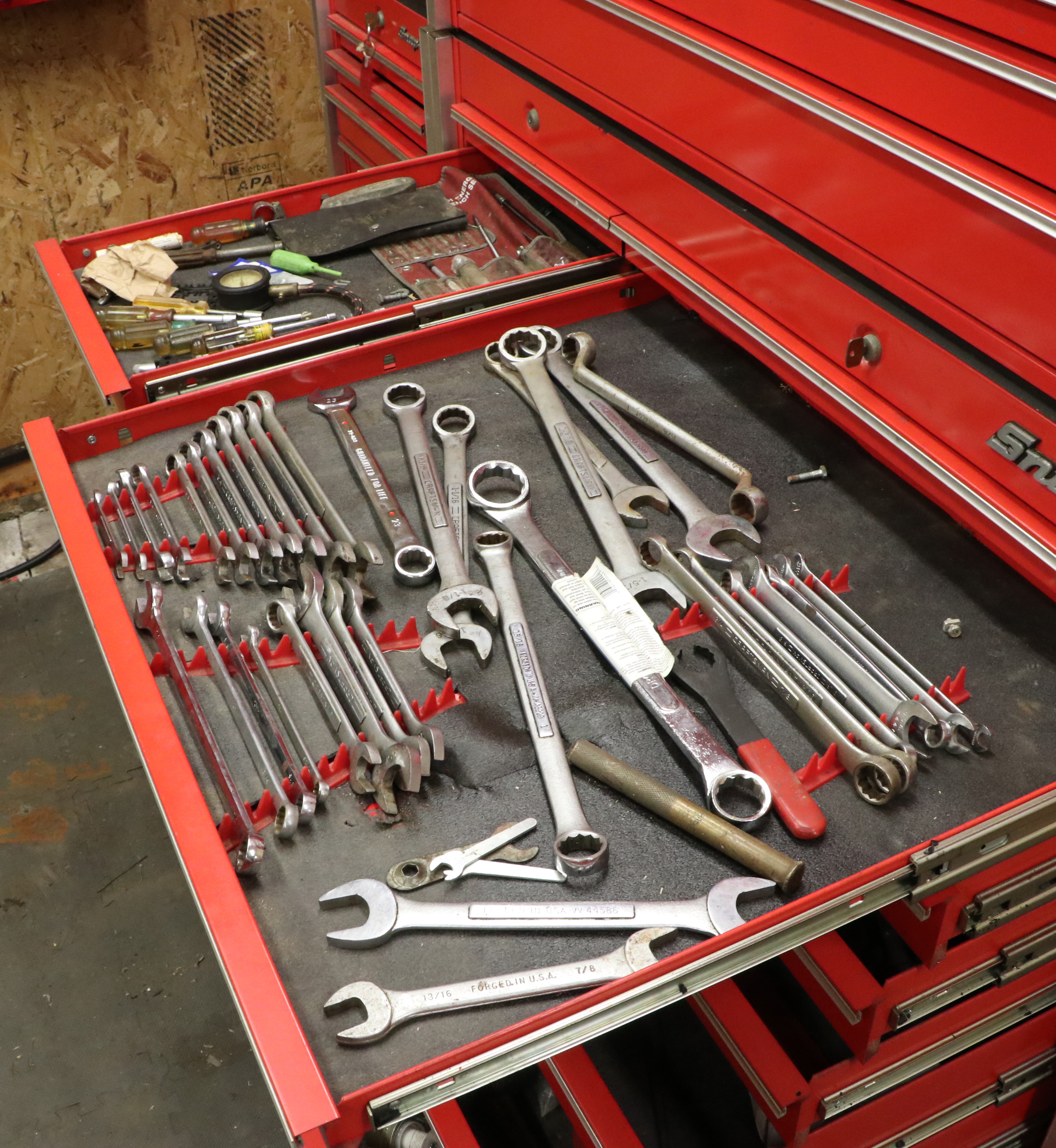 Snap-on 15-Drawer Tool Chest on Casters with Craftsman Wrenches and Other Tools