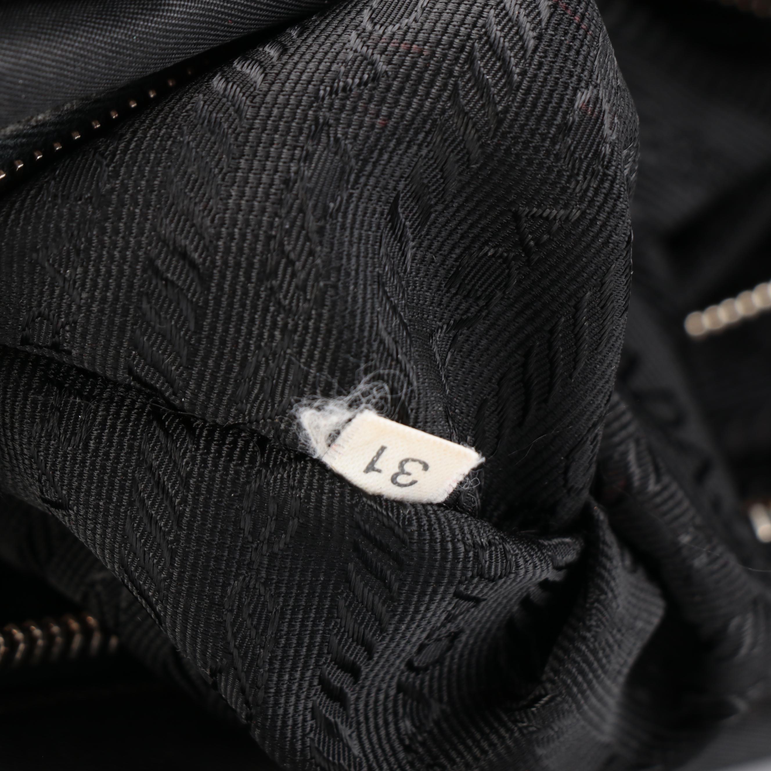 Prada Shoulder Bag in Black Tessuto Nylon with Web Straps and Leather Trim