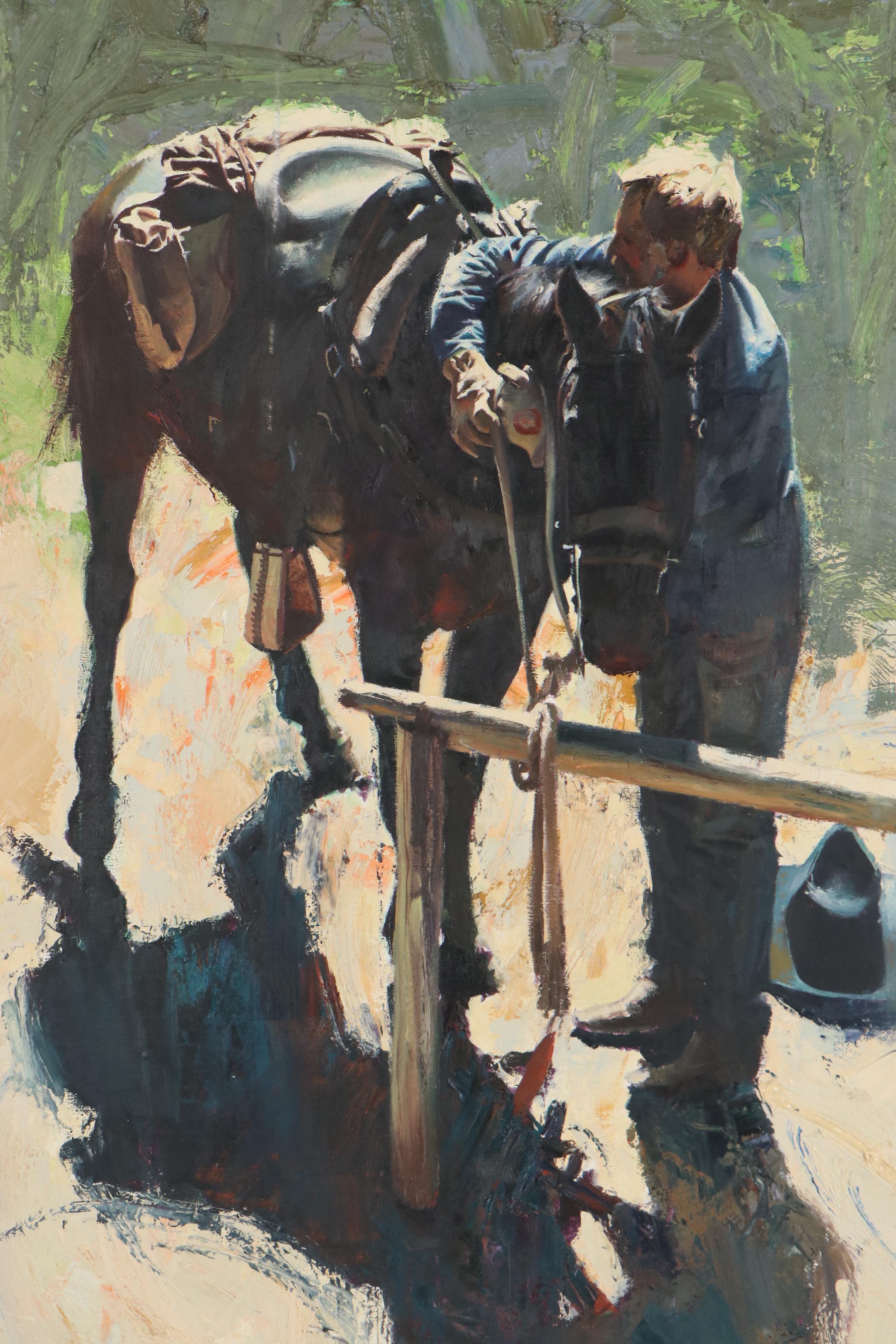 Oleg Stavrowsky Oil Painting "Up and Under," Late 20th Century