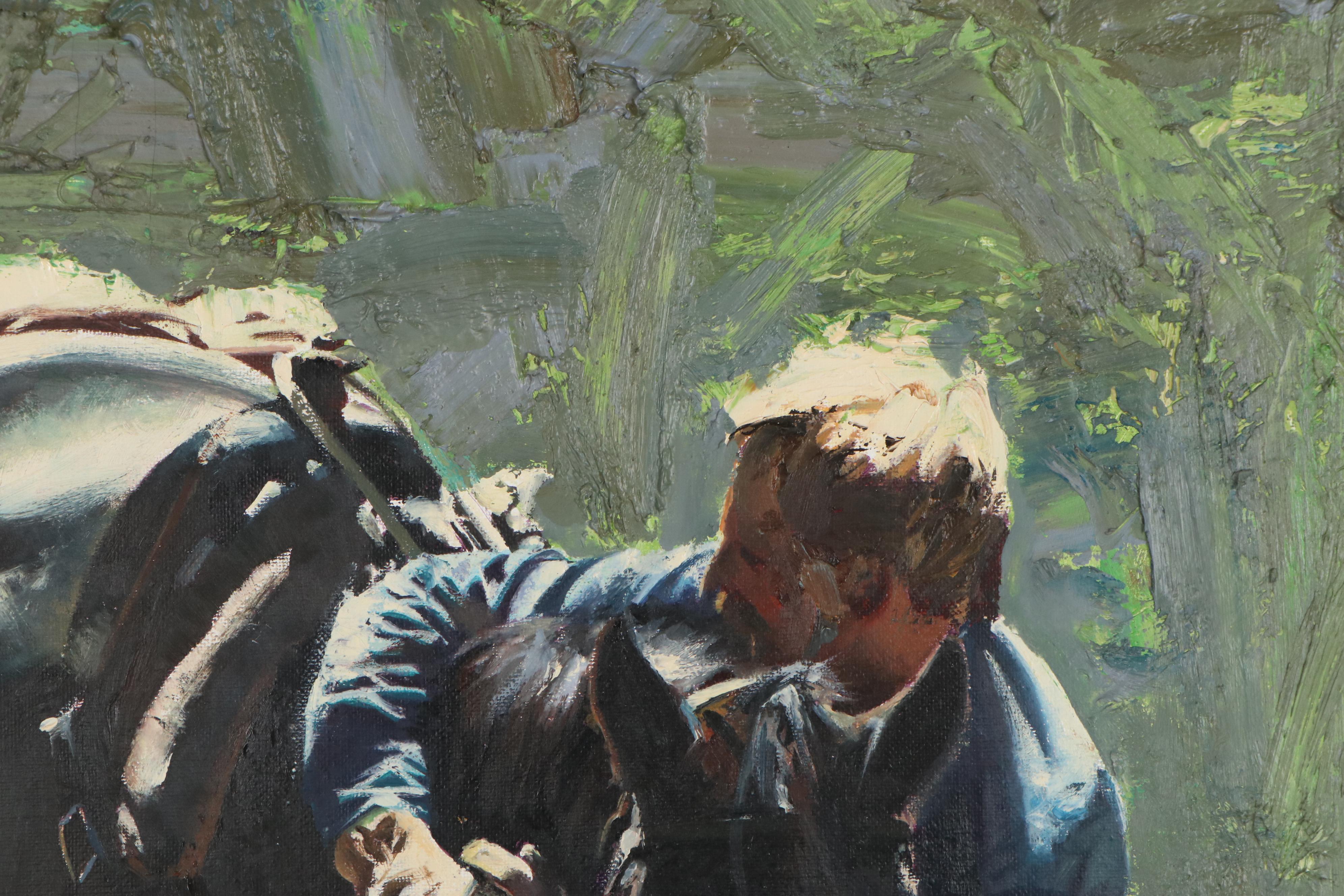 Oleg Stavrowsky Oil Painting "Up and Under," Late 20th Century