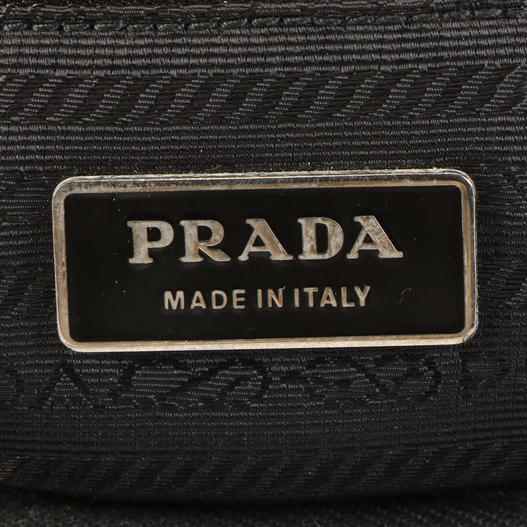Prada Black Nylon and Embossed Leather Shoulder Bag