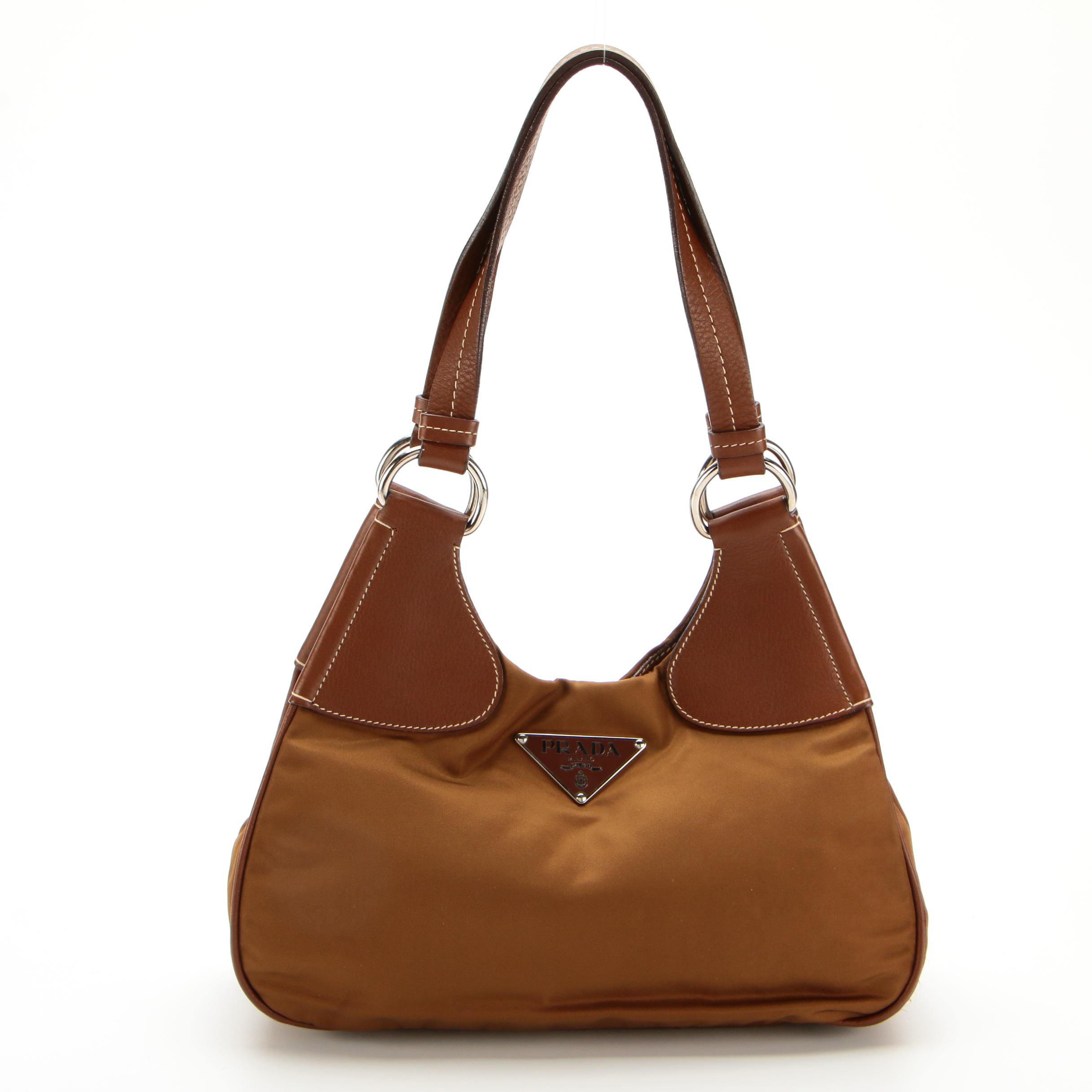 Prada Shoulder Bag in Tessuto Nylon with Contrast-Stitched Leather Trim