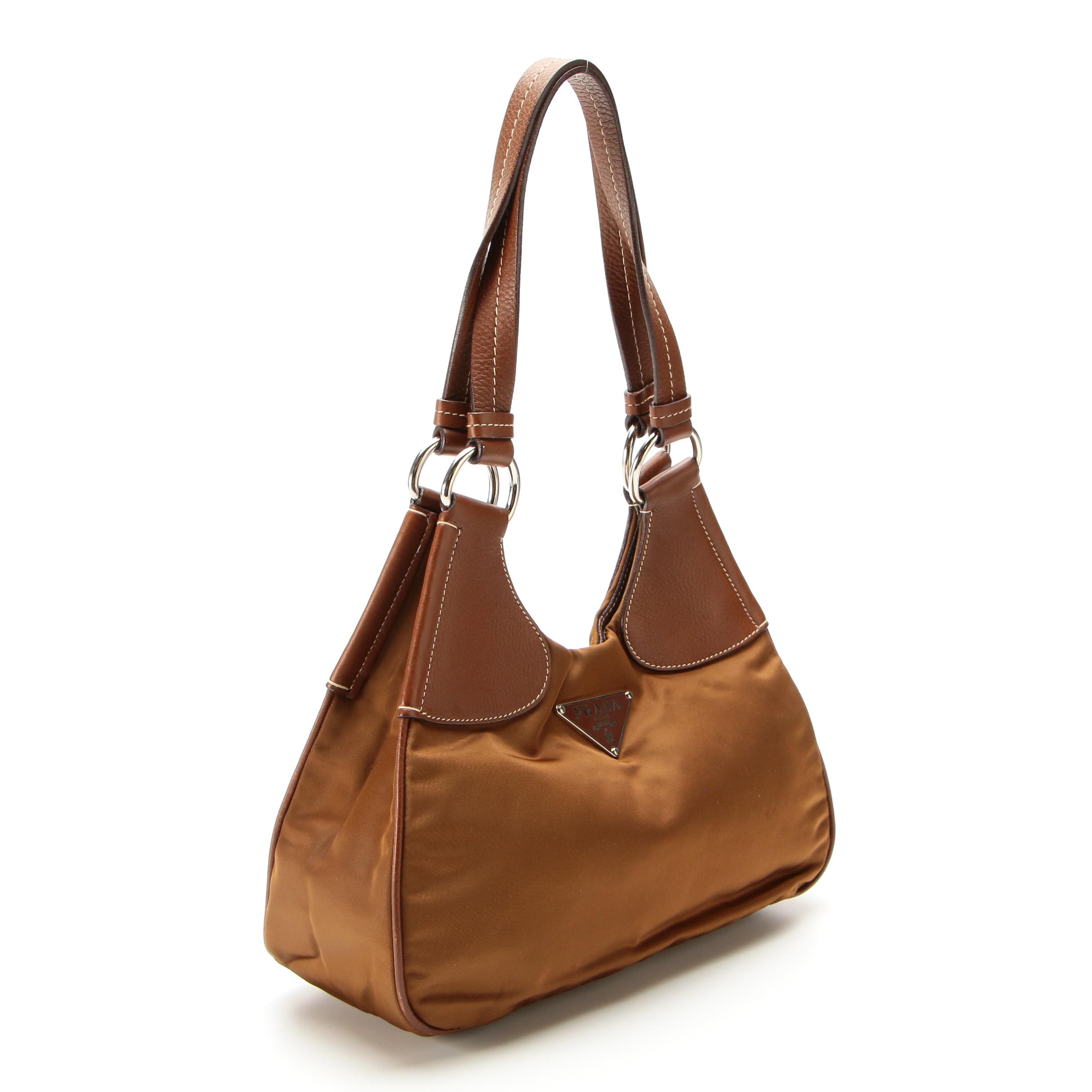 Prada Shoulder Bag in Tessuto Nylon with Contrast-Stitched Leather Trim