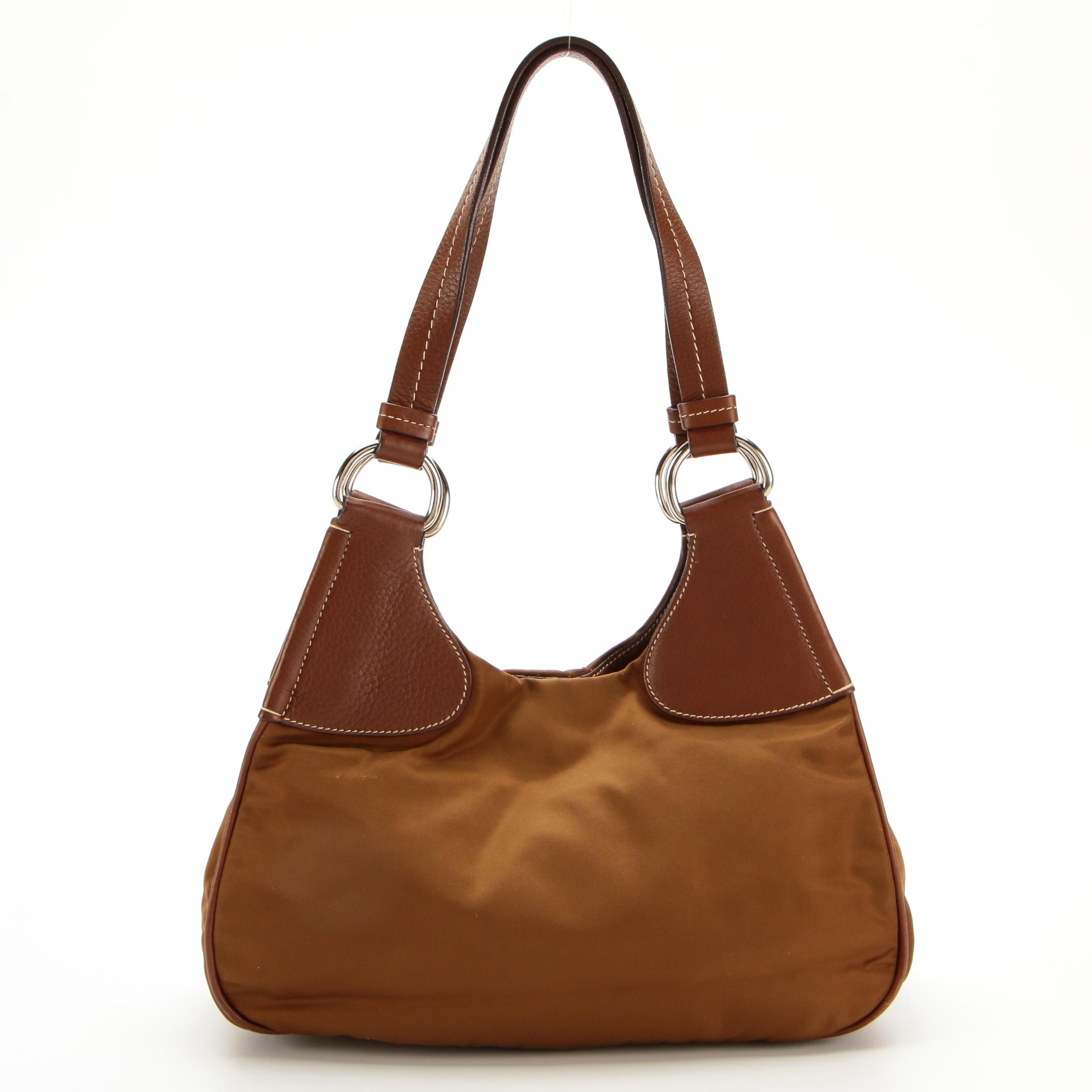 Prada Shoulder Bag in Tessuto Nylon with Contrast-Stitched Leather Trim