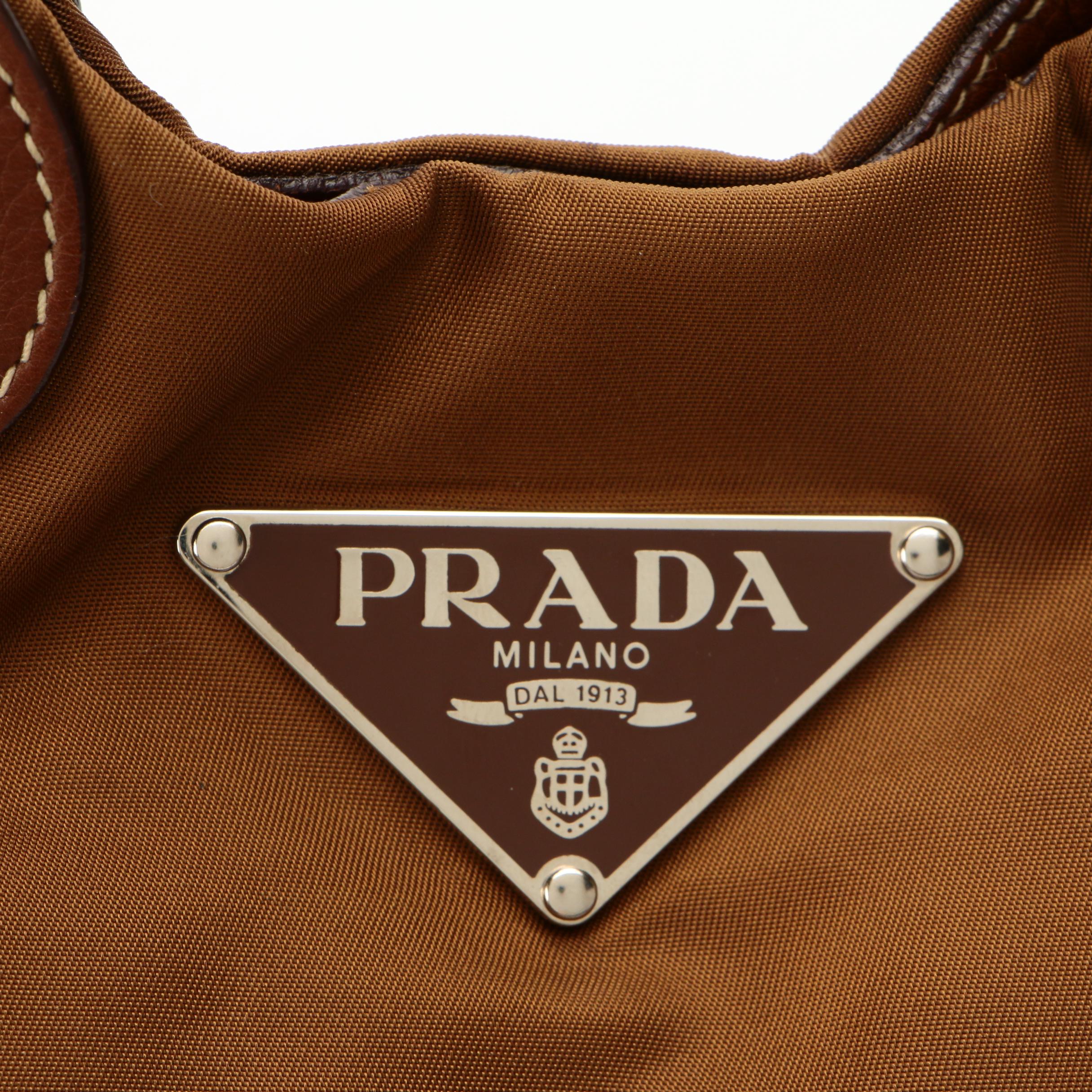 Prada Shoulder Bag in Tessuto Nylon with Contrast-Stitched Leather Trim