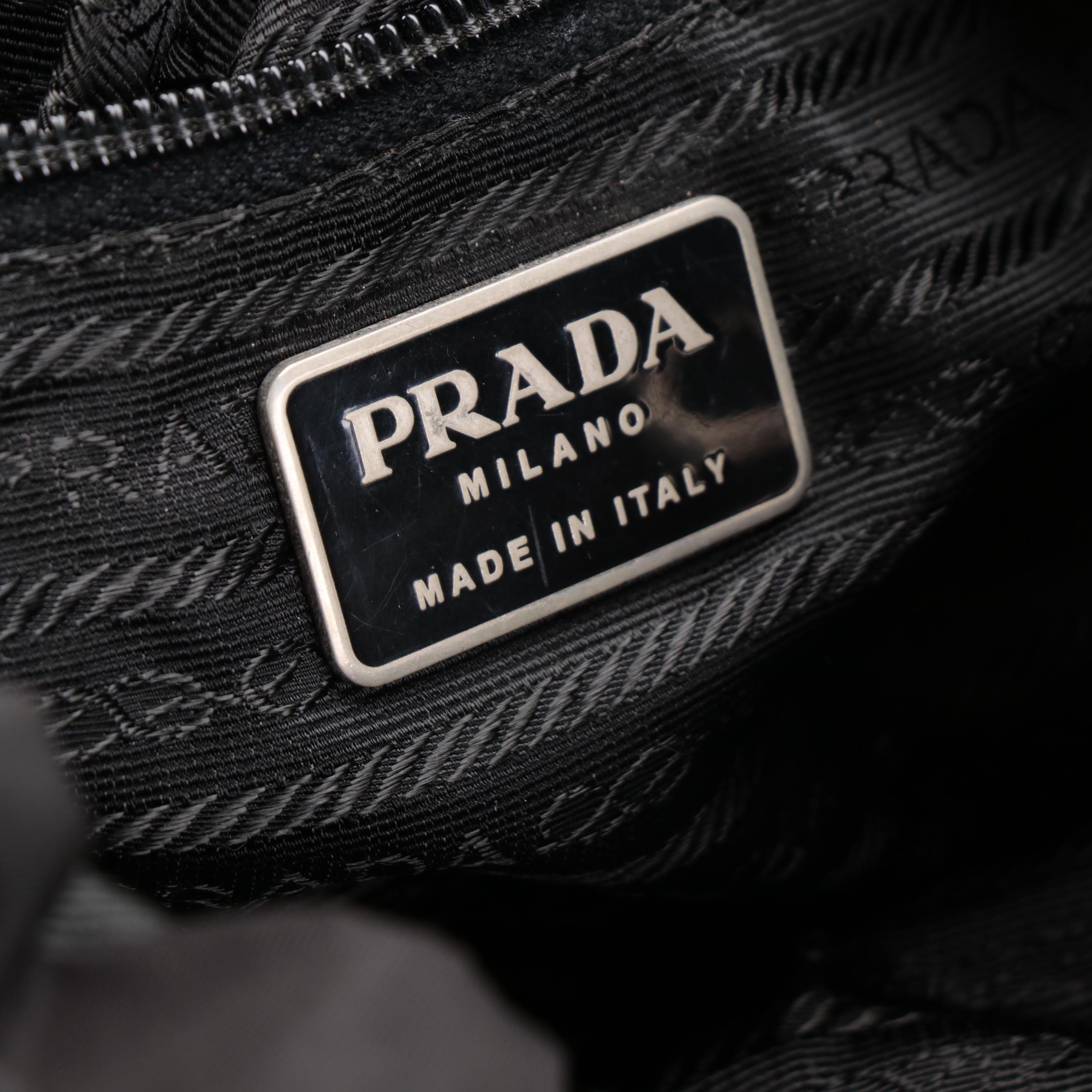 Prada Medium Black Tessuto Nylon Backpack with Leather Trim