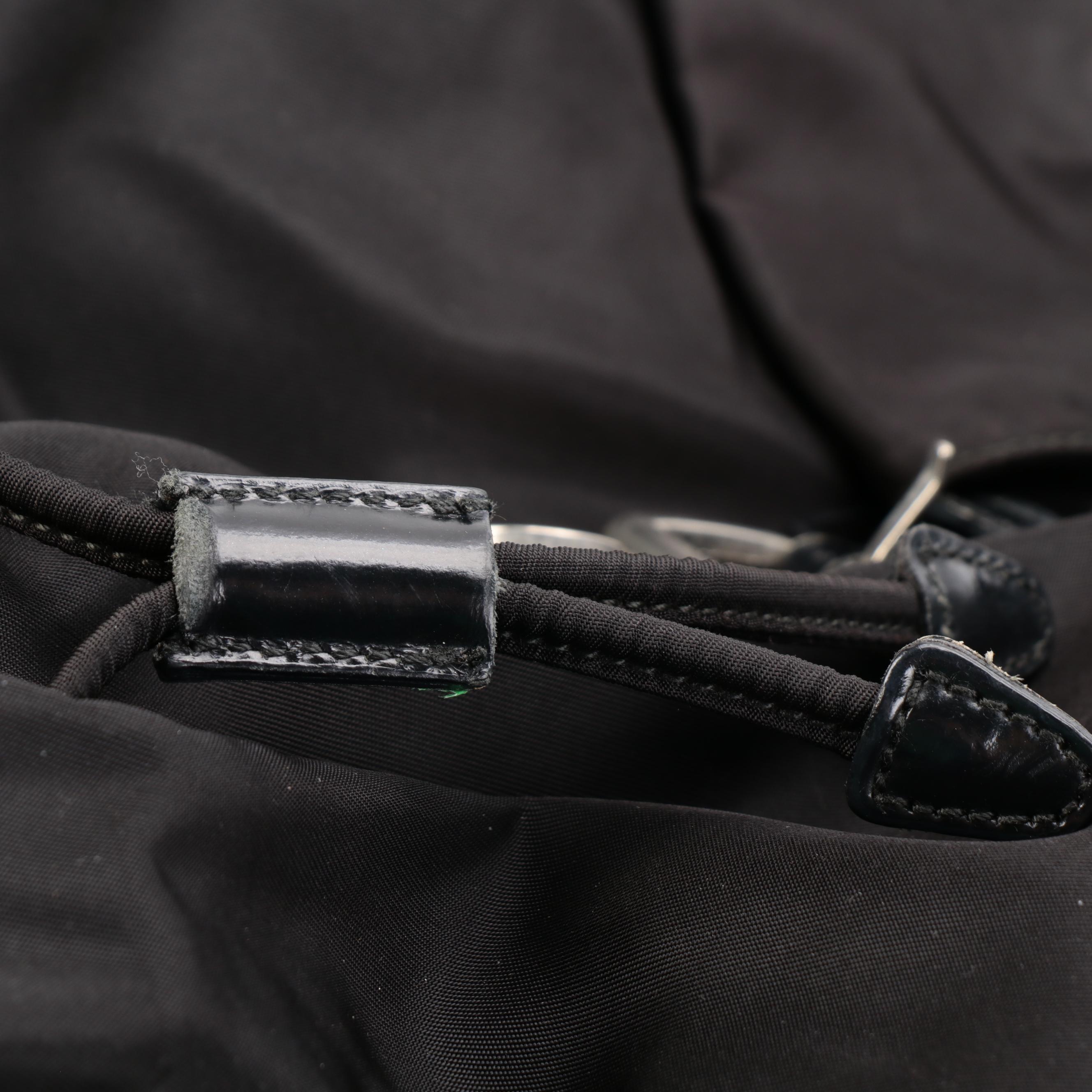Prada Medium Black Tessuto Nylon Backpack with Leather Trim