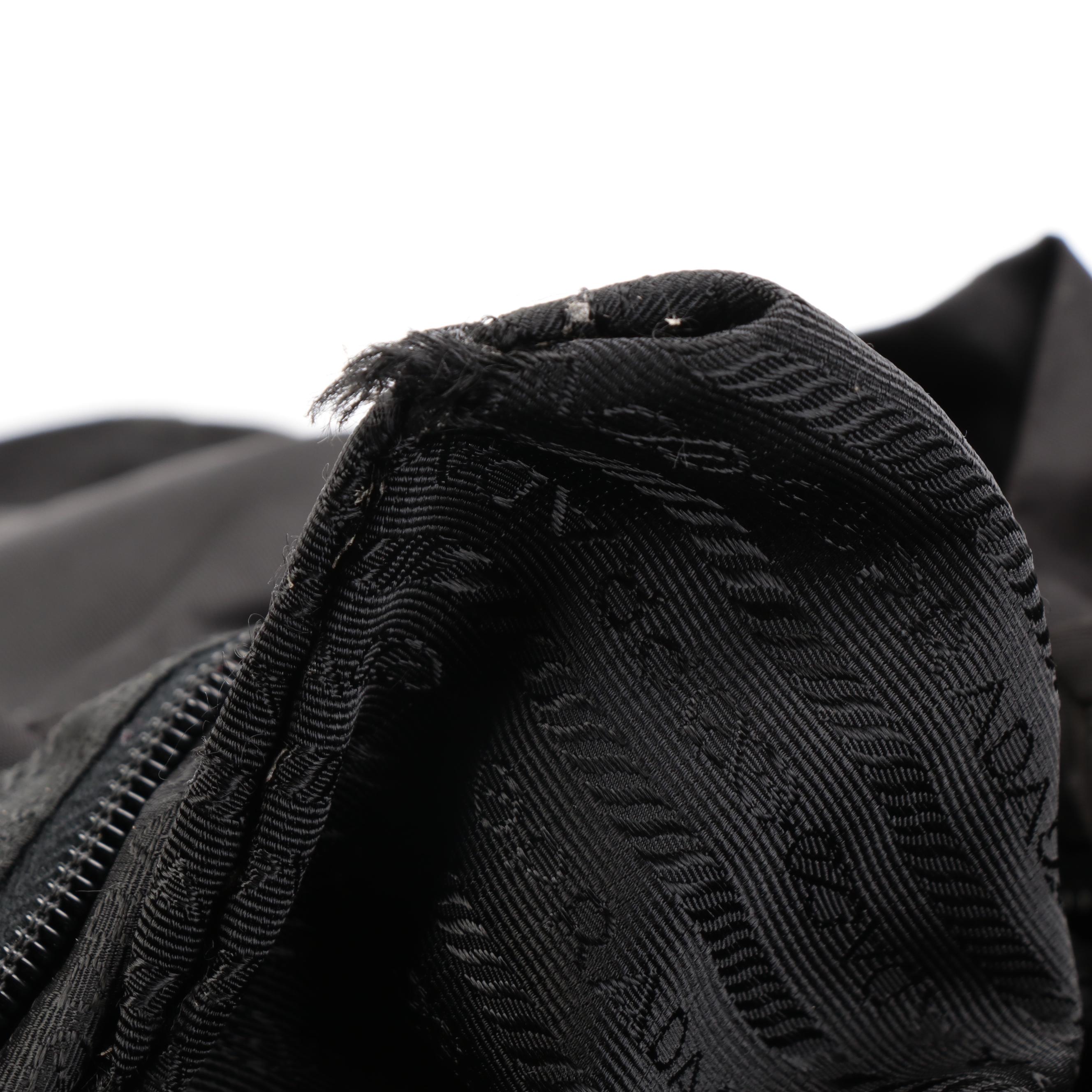 Prada Medium Black Tessuto Nylon Backpack with Leather Trim