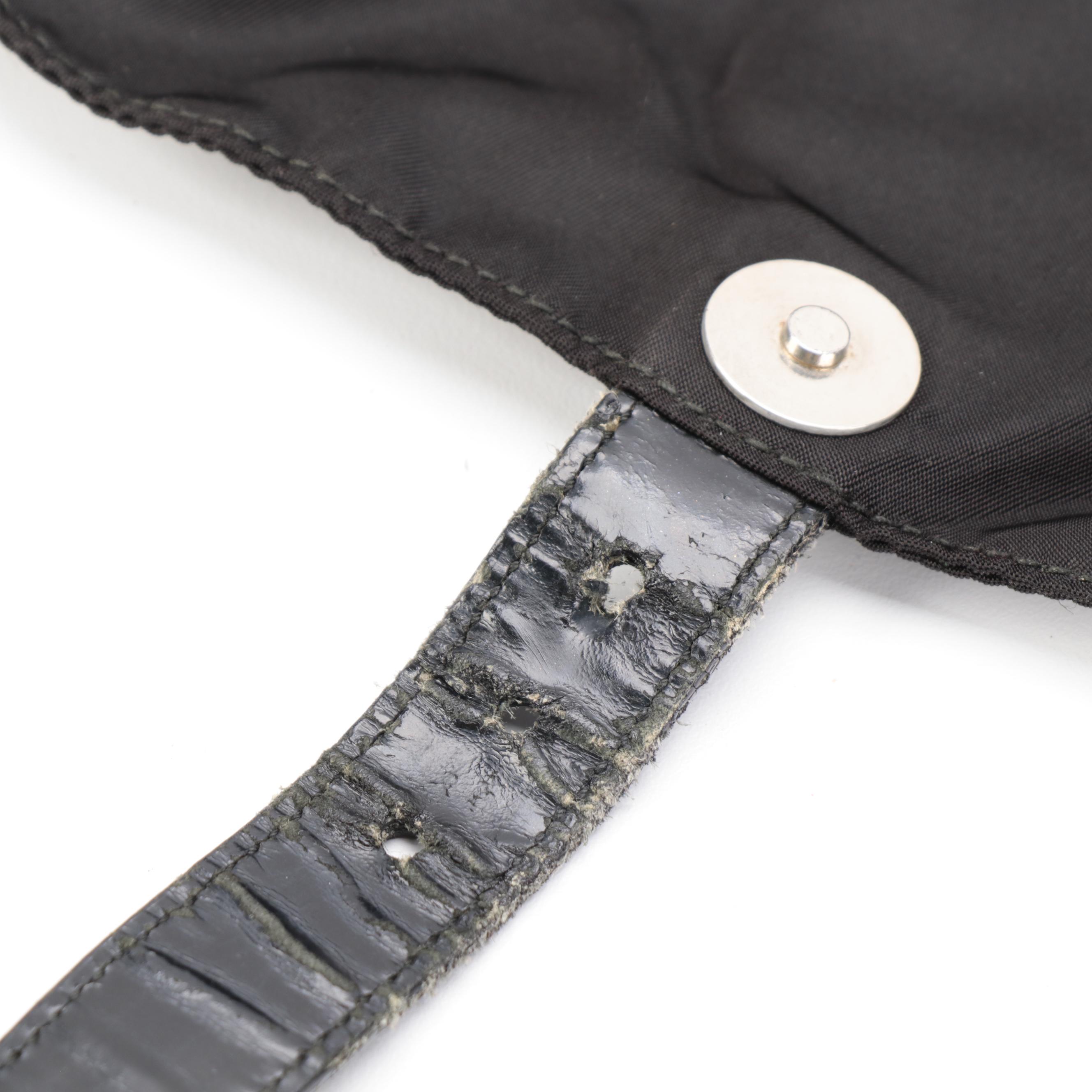 Prada Medium Black Tessuto Nylon Backpack with Leather Trim