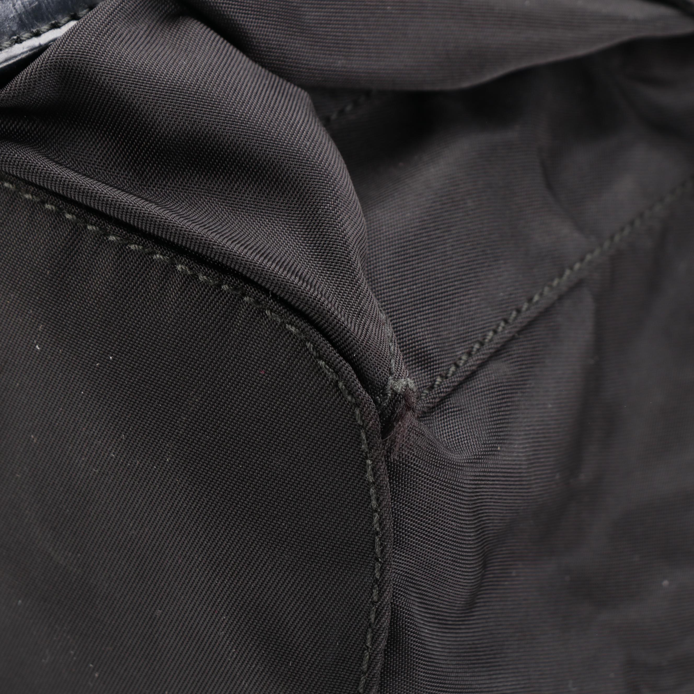 Prada Medium Black Tessuto Nylon Backpack with Leather Trim