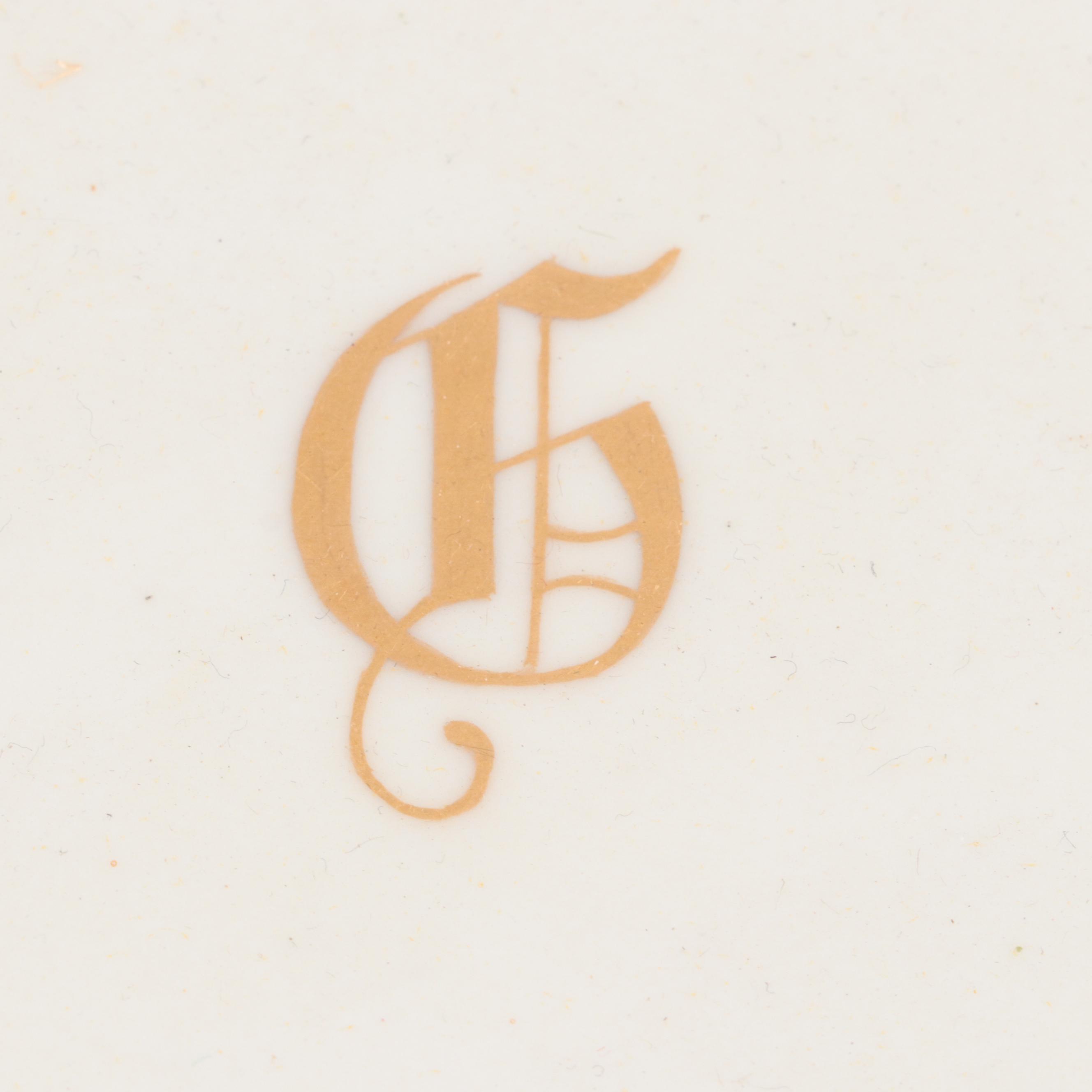 Hobbyist Gilt Painted Porcelain Handled Oval Dishes, Early 20th Century