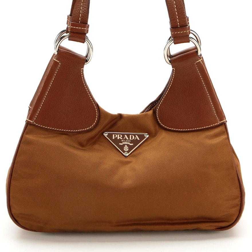 Prada Shoulder Bag in Tessuto Nylon with Contrast-Stitched Leather Trim
