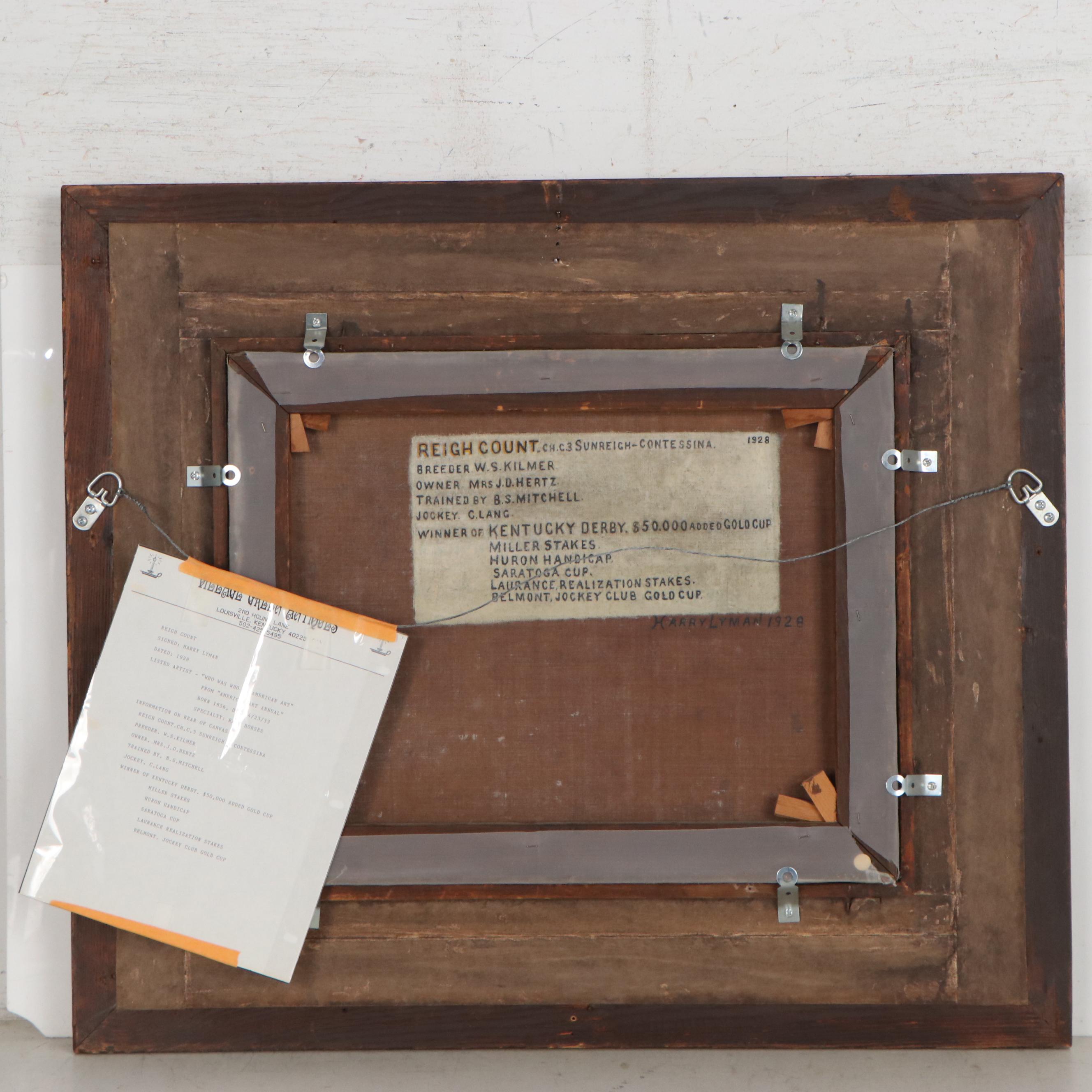 Harry Lyman Oil Painting "Reigh Count," 1928