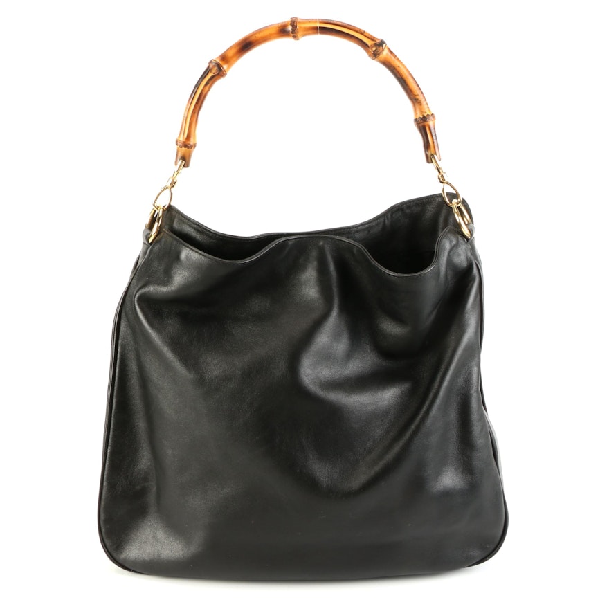 Gucci Bamboo Black Leather Shoulder Bag