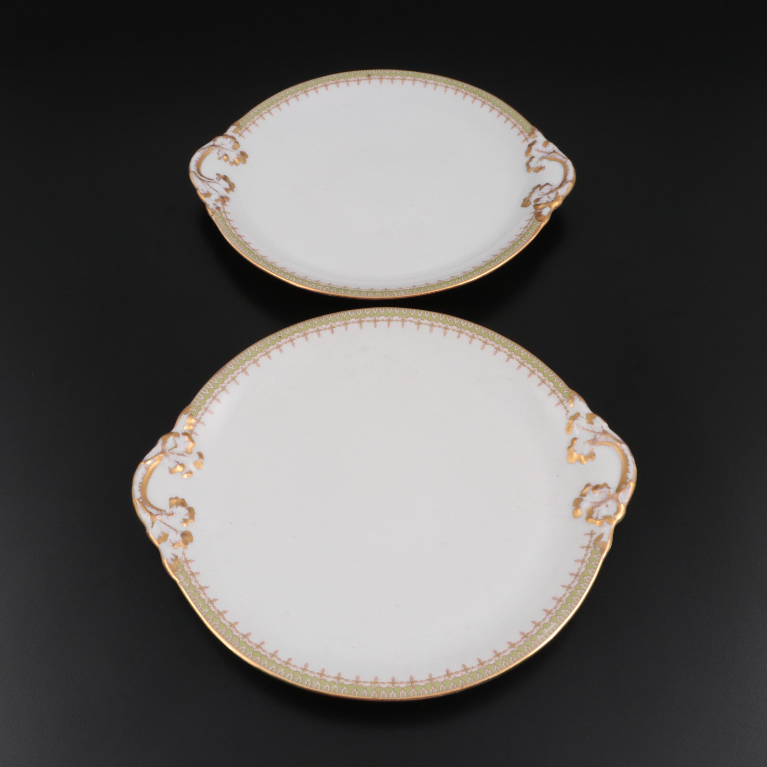 Wm. Guérin & Co. Porcelain Chocolate Cups and Handled Cake Plates, Early 20th C.