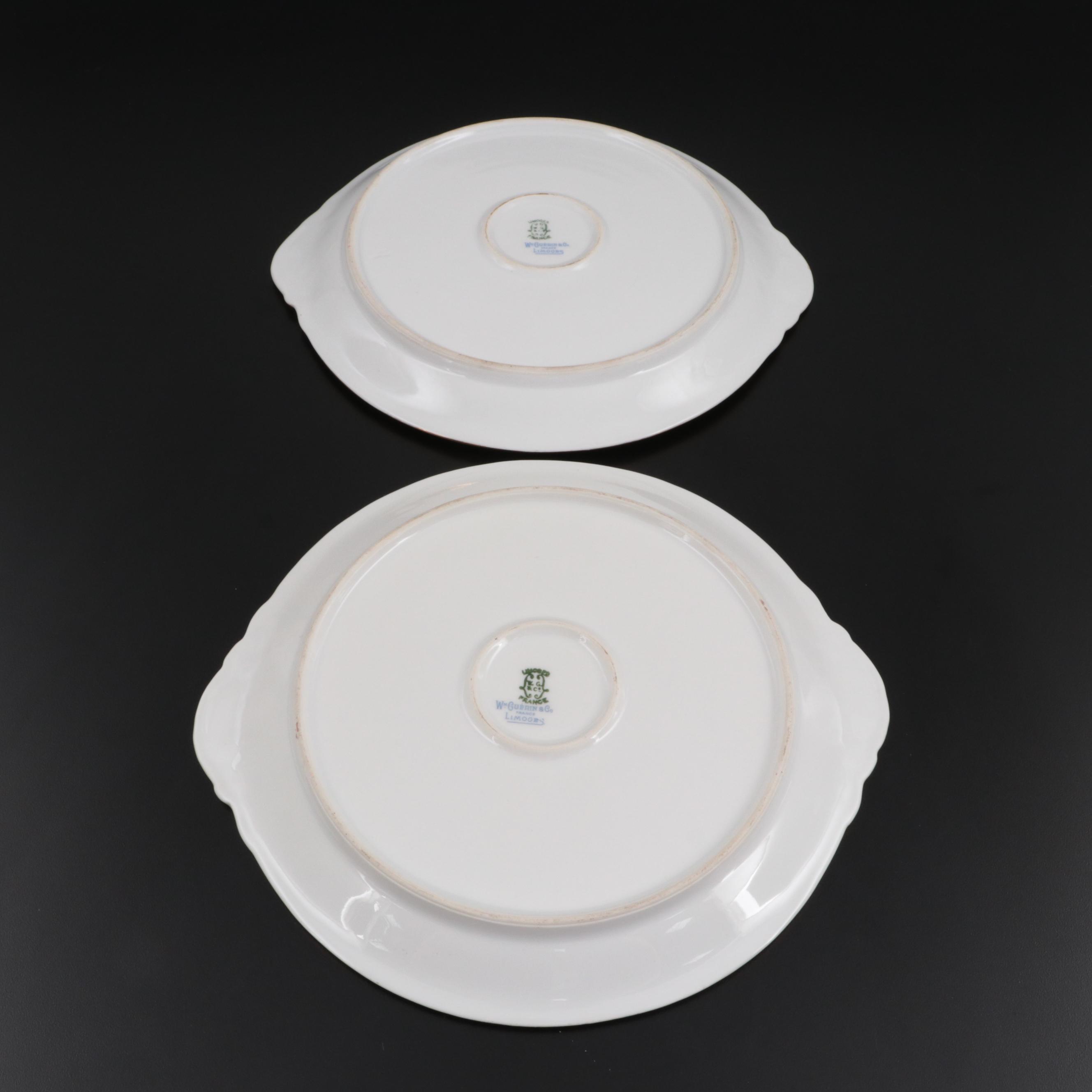 Wm. Guérin & Co. Porcelain Chocolate Cups and Handled Cake Plates, Early 20th C.