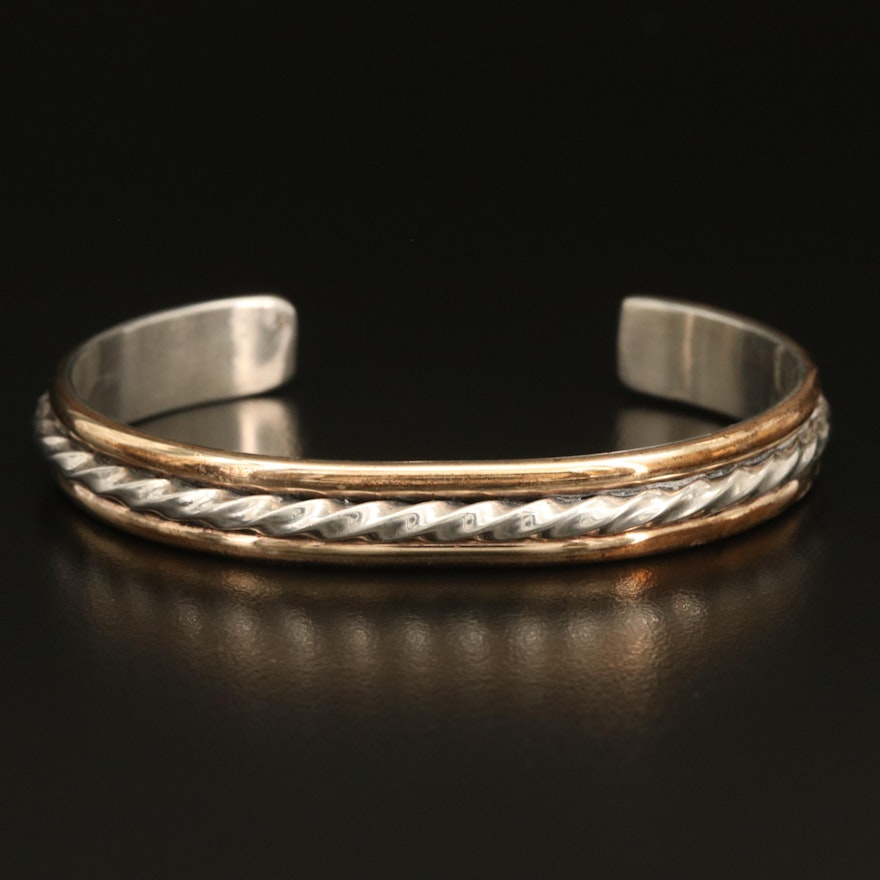 Leonard James Navajo Diné Sterling Twisted Wire Cuff