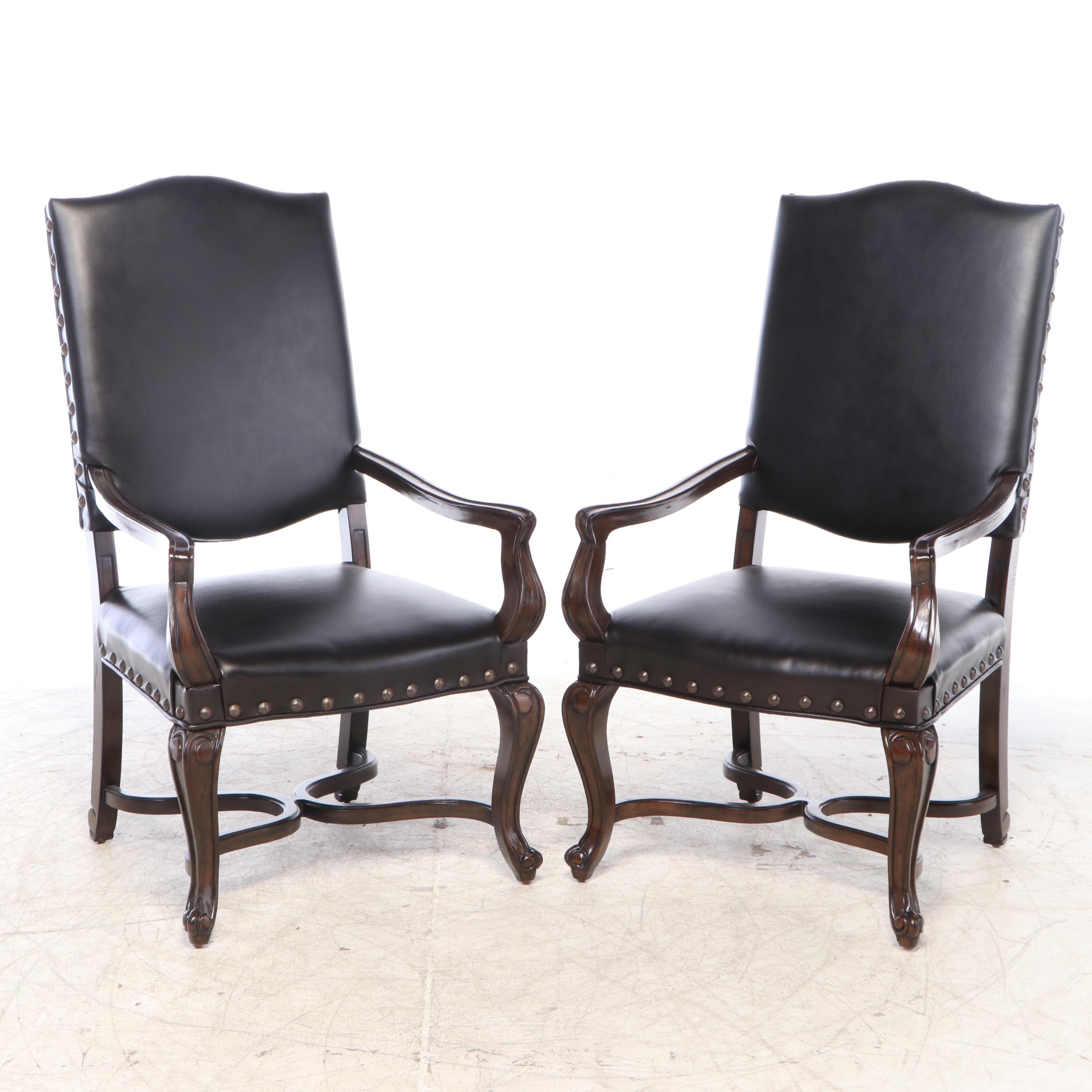 Bernhardt Furniture "Eaton Square" Nail Tack Leather Upholstered Dining Chairs
