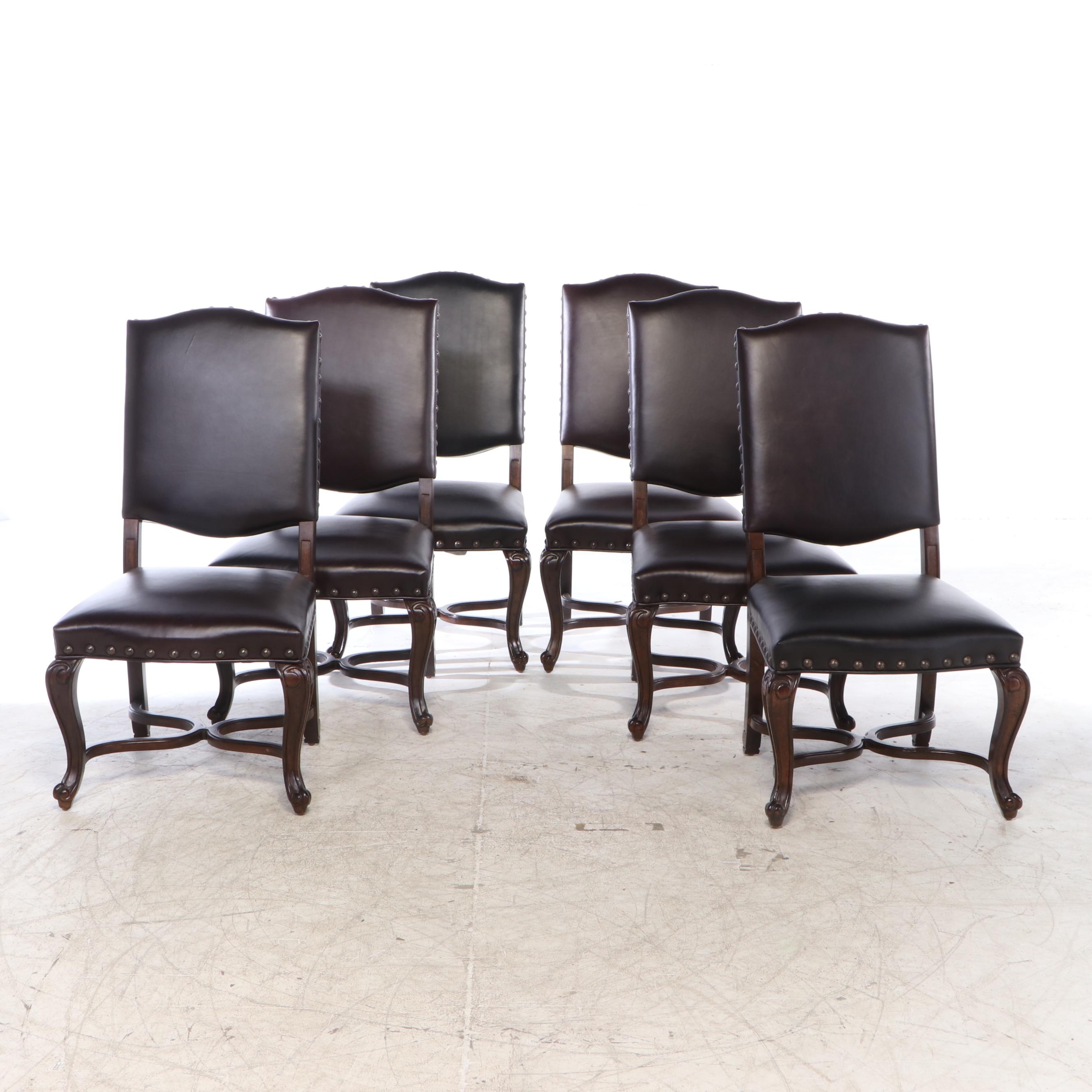 Bernhardt Furniture "Eaton Square" Nail Tack Leather Upholstered Dining Chairs