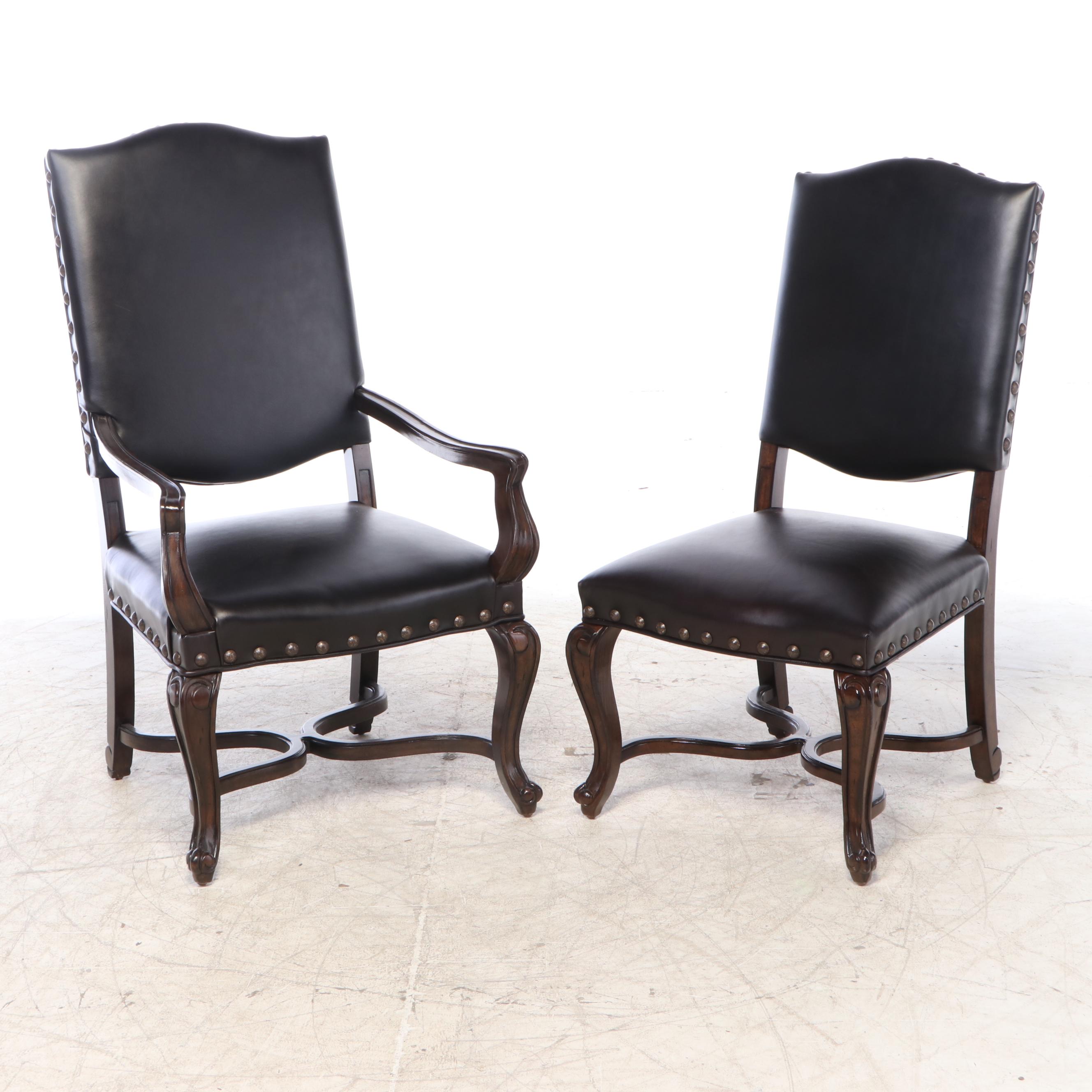 Bernhardt Furniture "Eaton Square" Nail Tack Leather Upholstered Dining Chairs