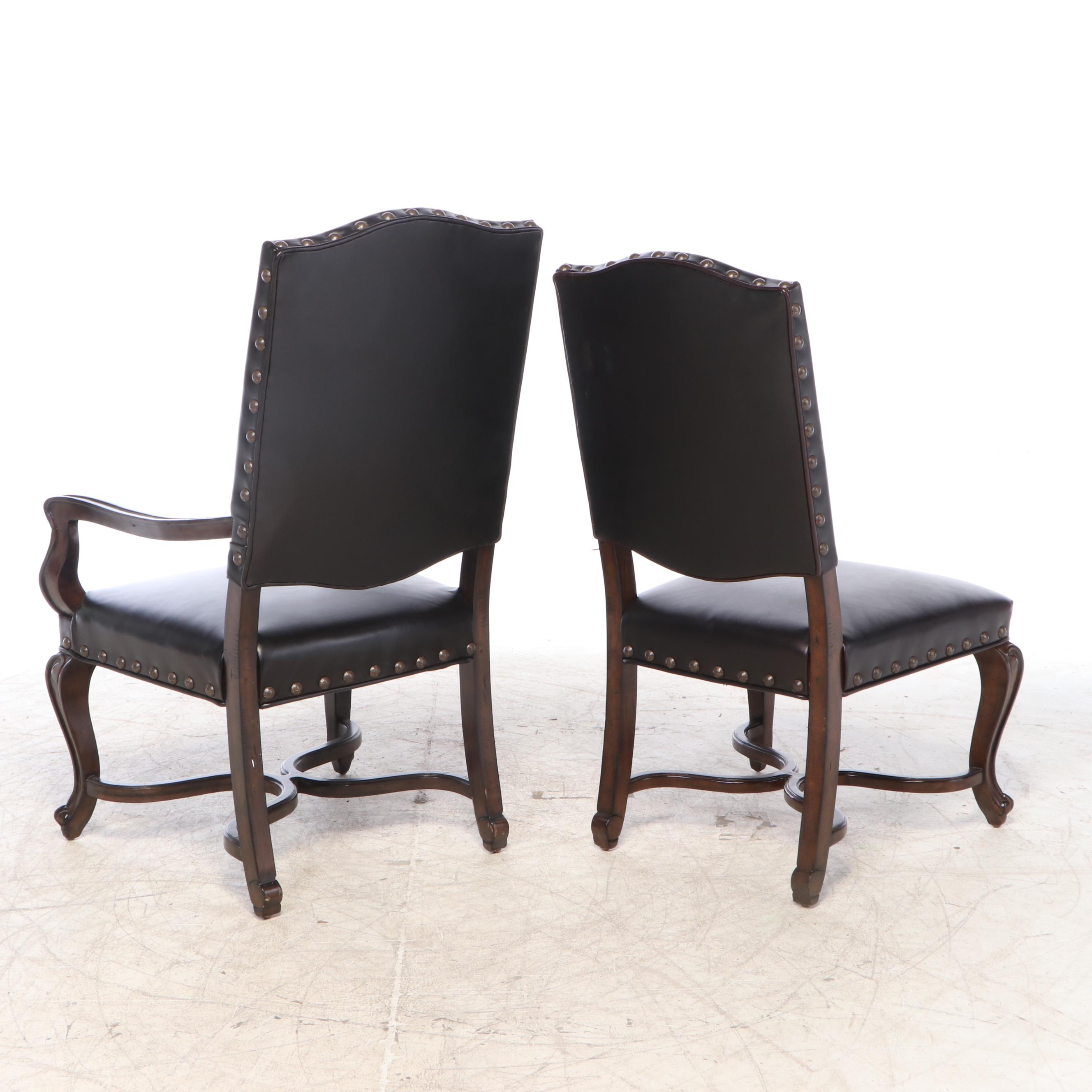 Bernhardt Furniture "Eaton Square" Nail Tack Leather Upholstered Dining Chairs