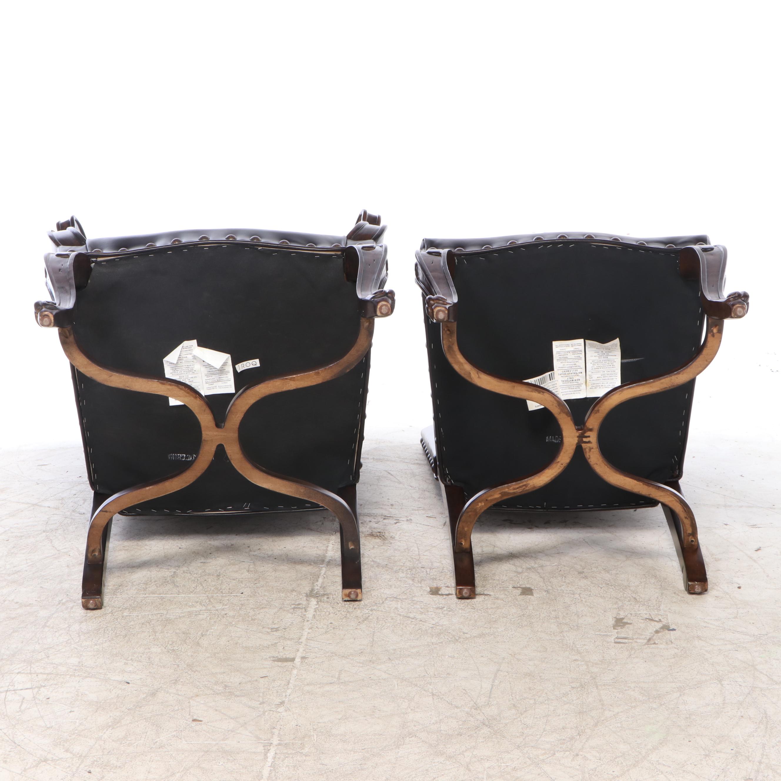 Bernhardt Furniture "Eaton Square" Nail Tack Leather Upholstered Dining Chairs