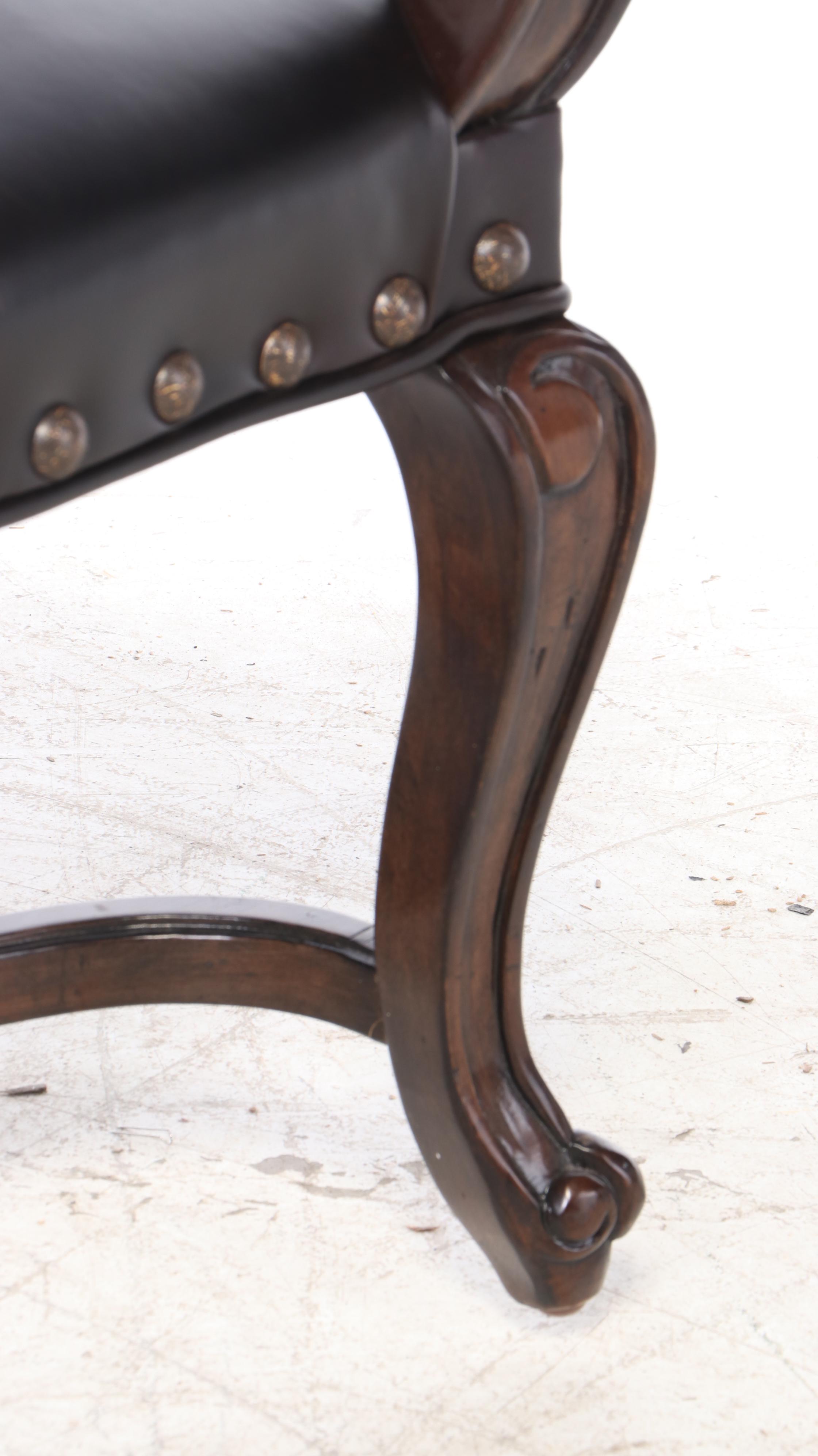 Bernhardt Furniture "Eaton Square" Nail Tack Leather Upholstered Dining Chairs