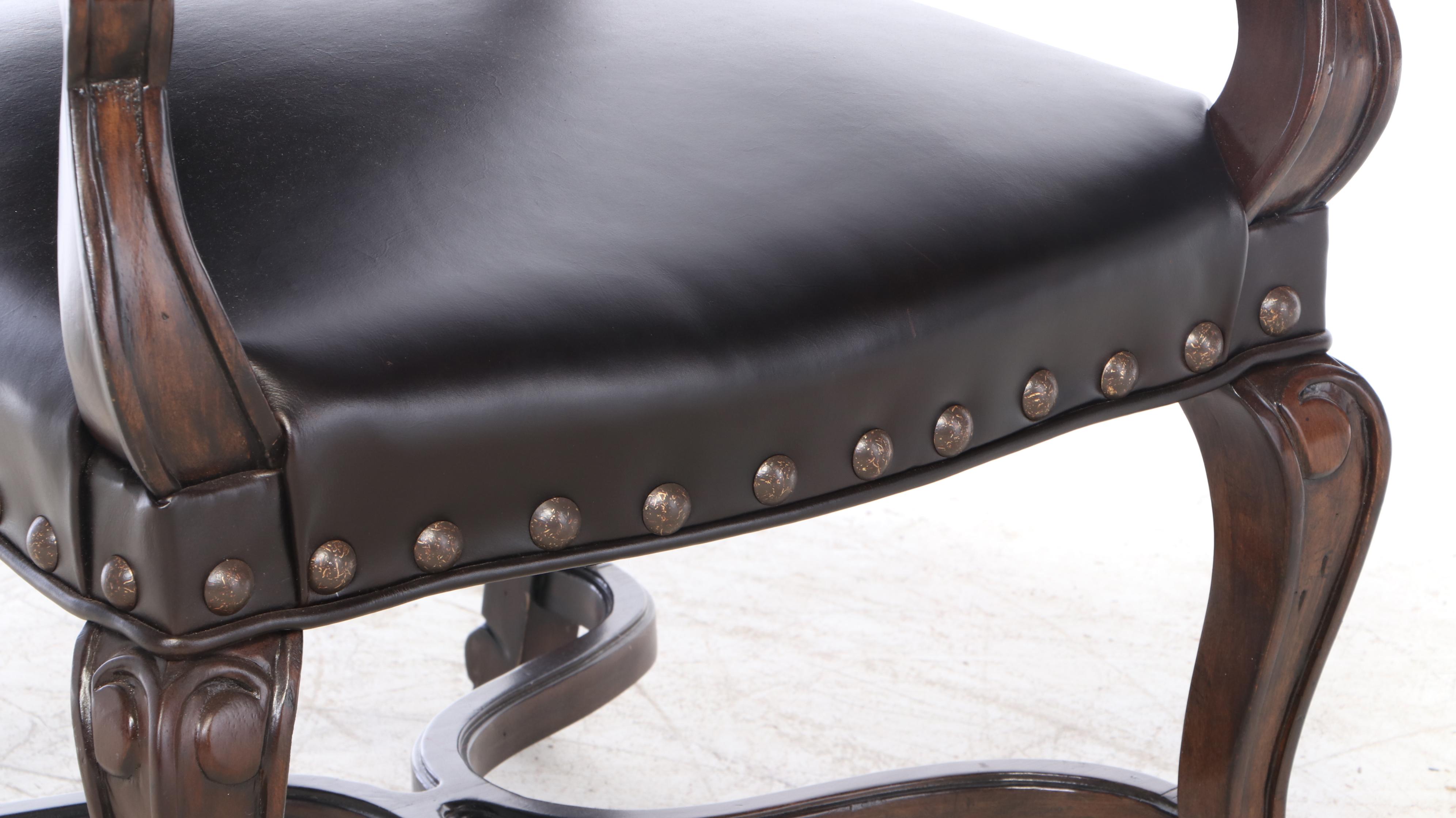 Bernhardt Furniture "Eaton Square" Nail Tack Leather Upholstered Dining Chairs