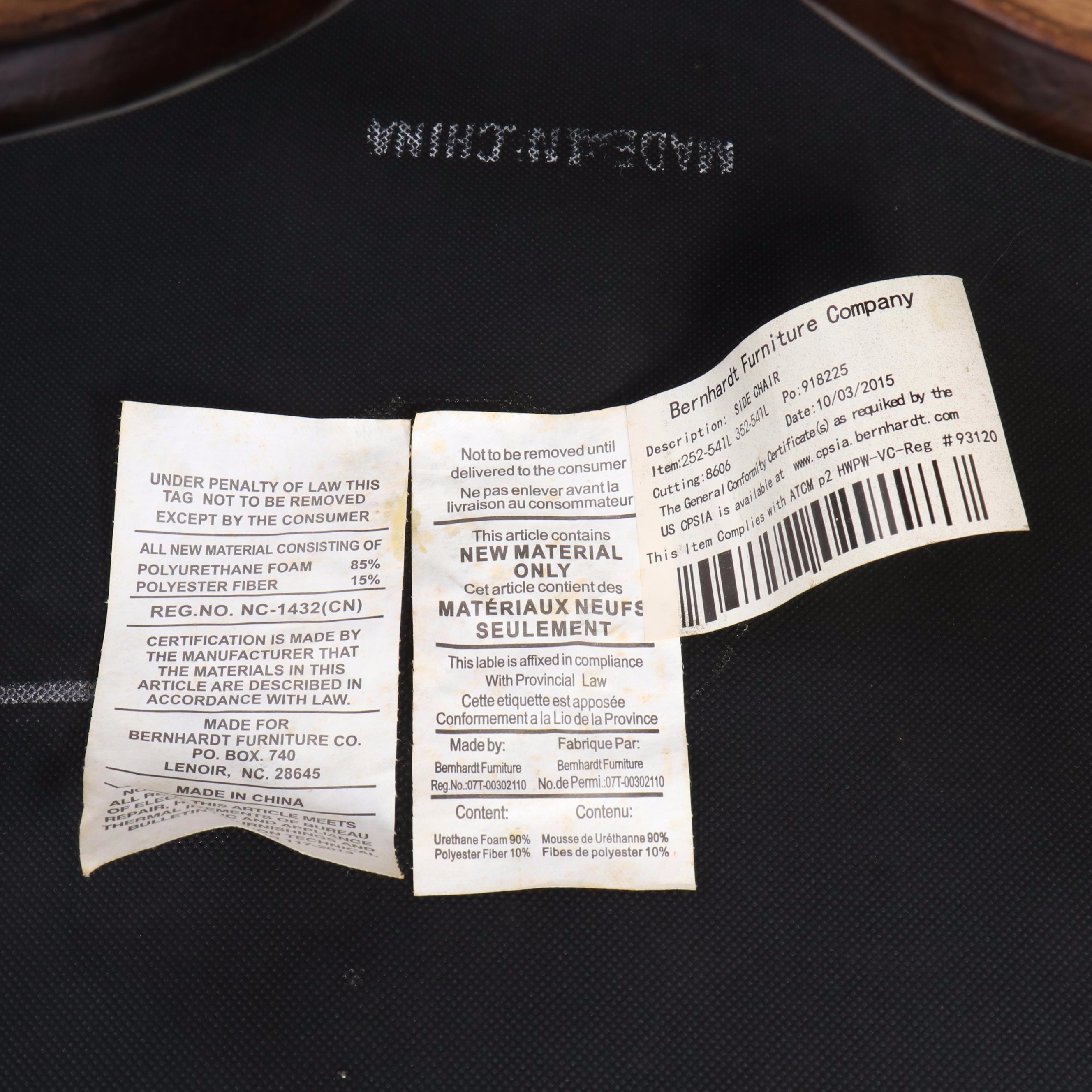 Bernhardt Furniture "Eaton Square" Nail Tack Leather Upholstered Dining Chairs