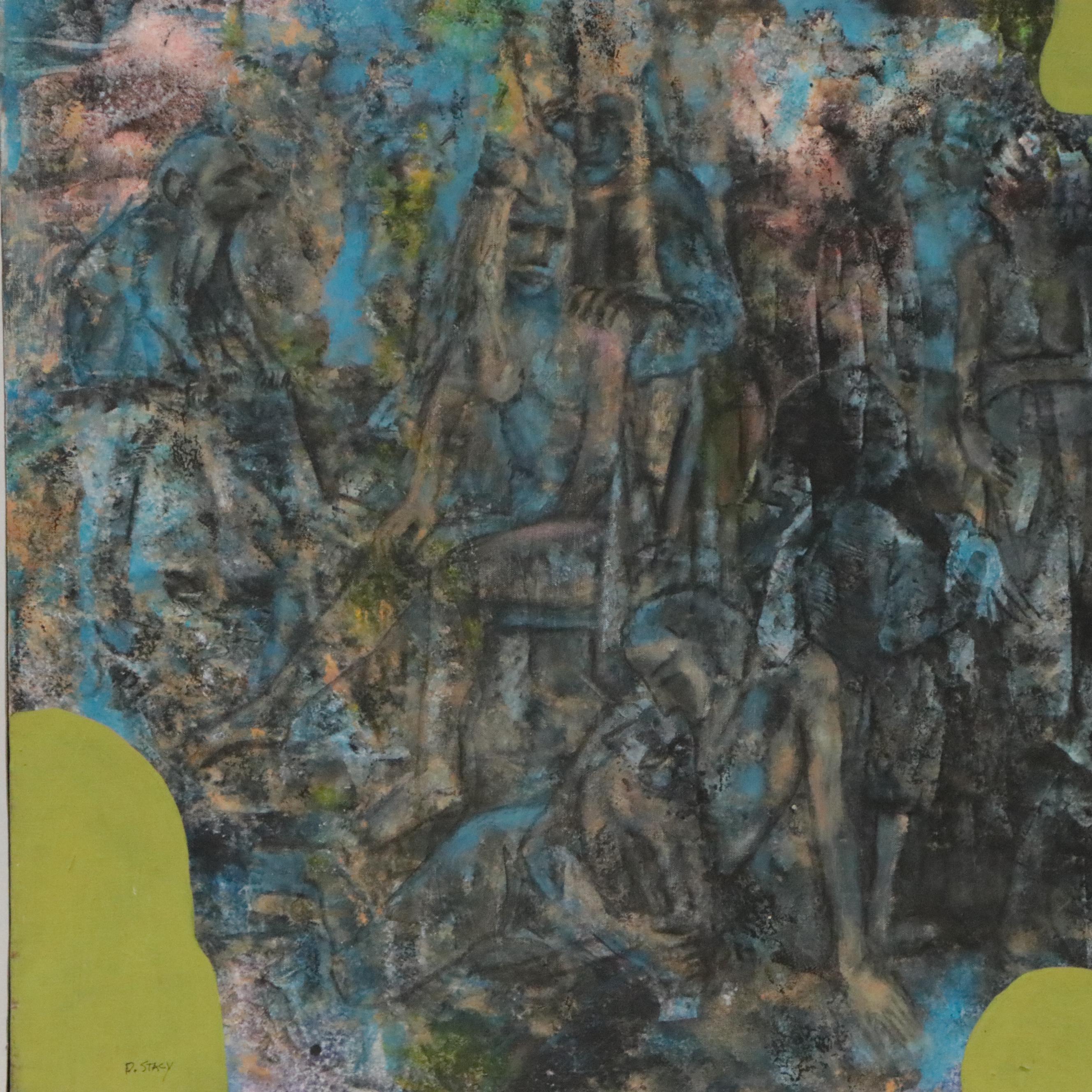 Don Stacy Abstract Oil Painting "No. 2 Evening Grouping," 1980s