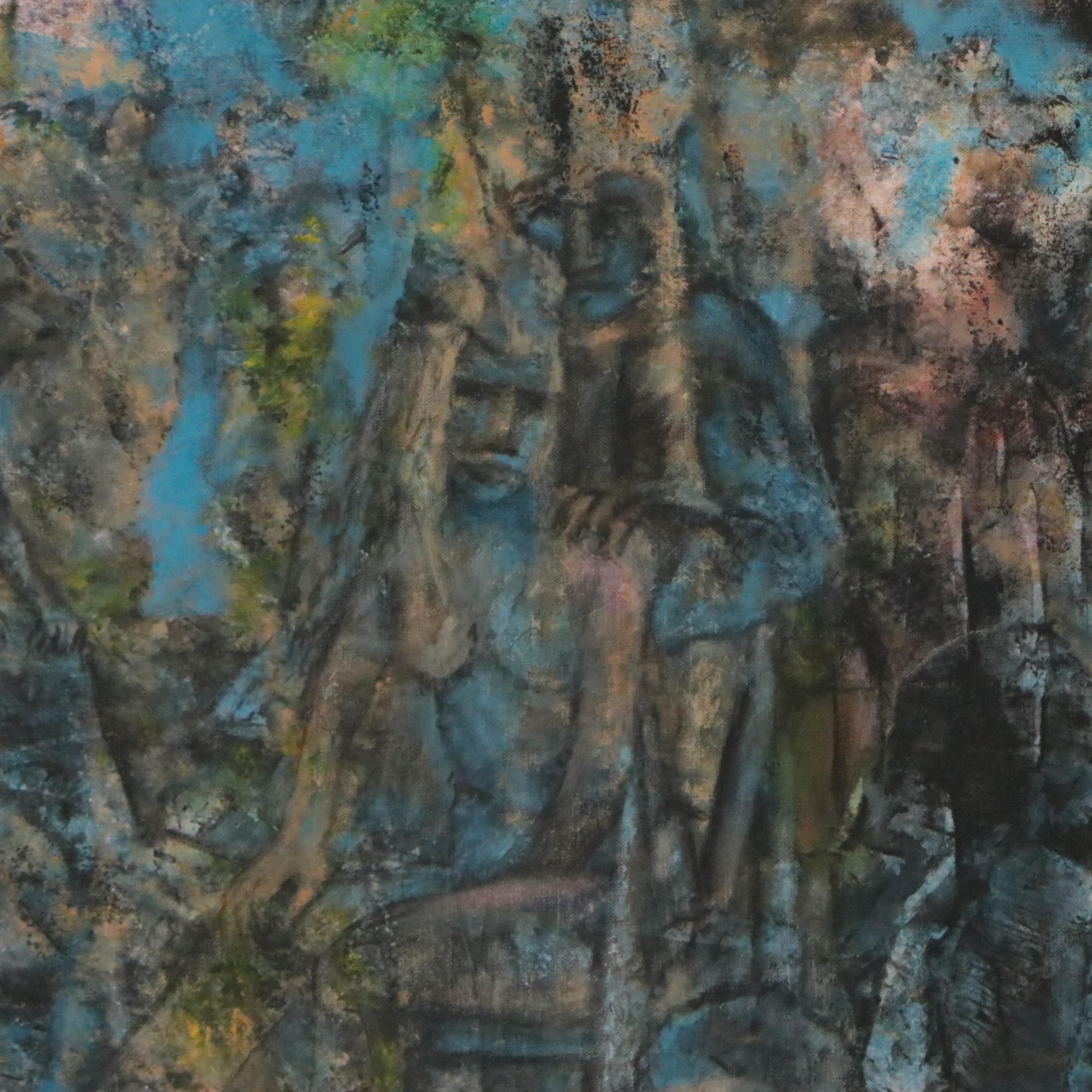 Don Stacy Abstract Oil Painting "No. 2 Evening Grouping," 1980s