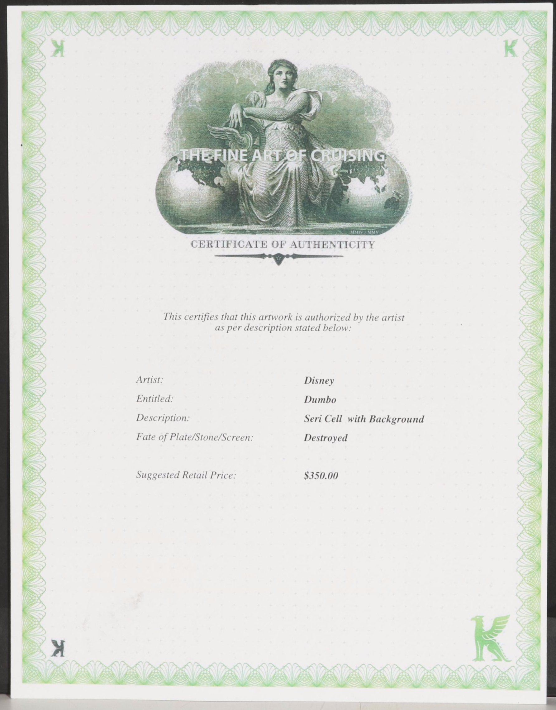 Disney "Dumbo" Sericel of Dumbo and Timothy Q. Mouse, Circa 1985