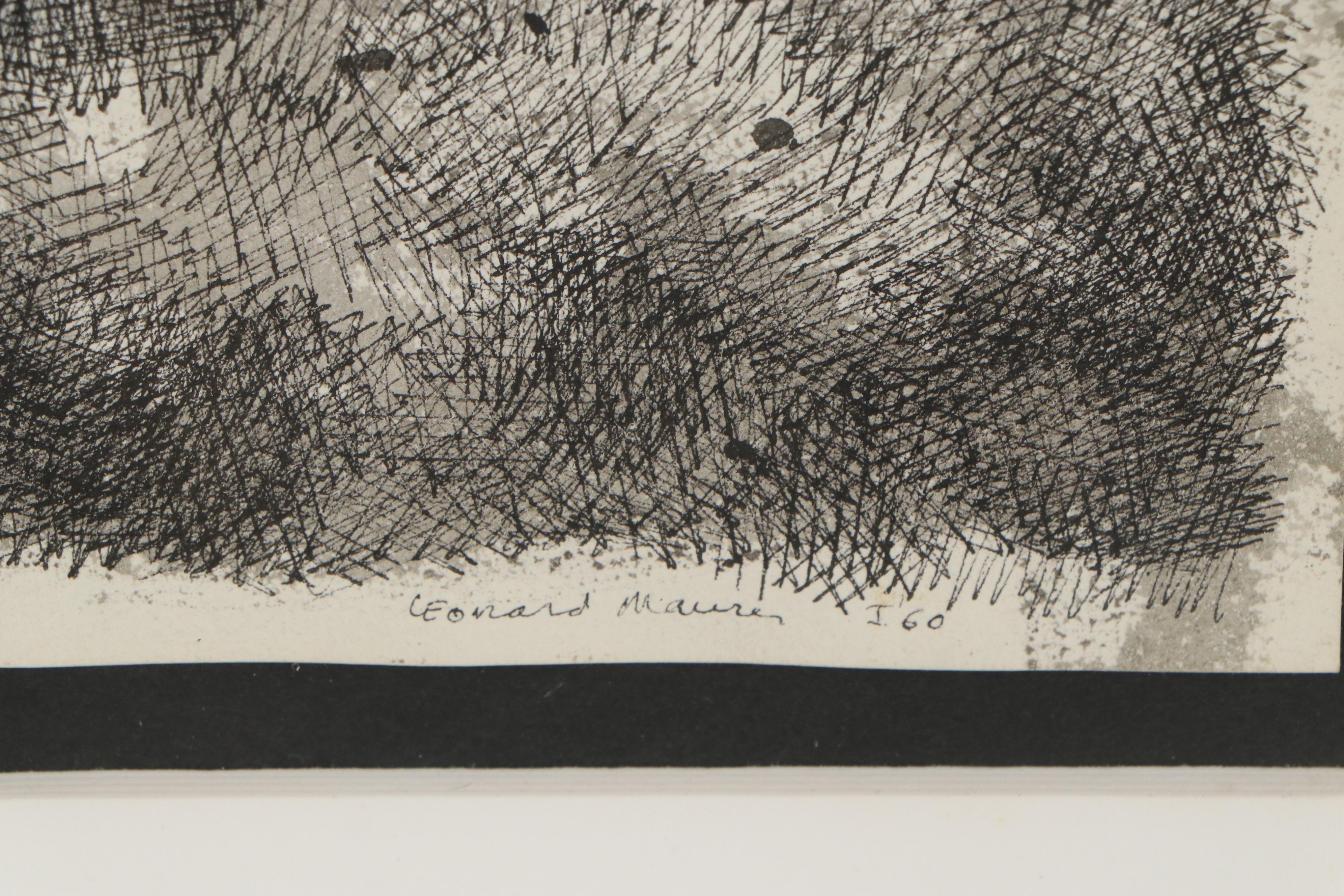 Leonard Maurer Ink Drawing "I," 1960