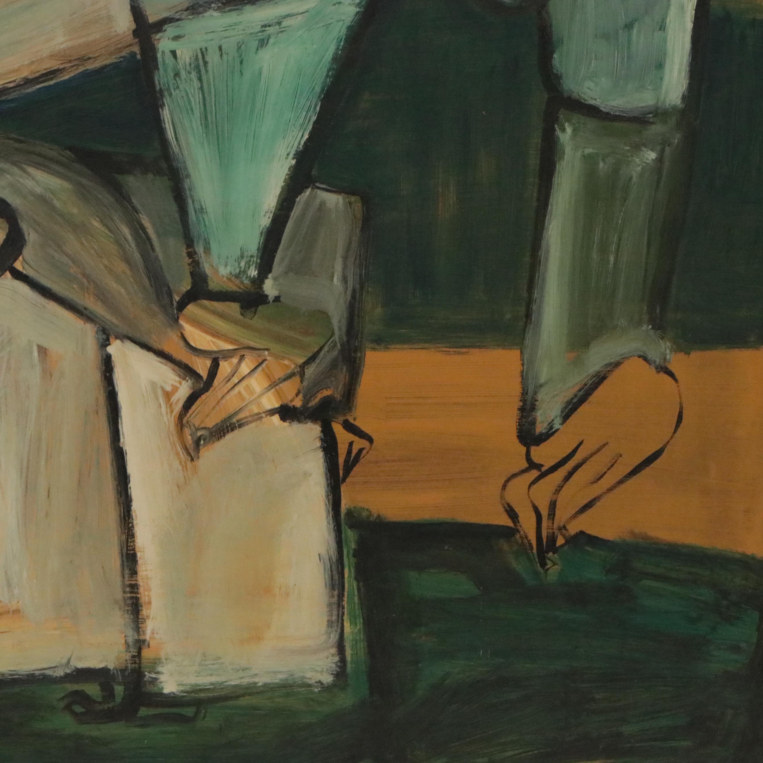 Bernice Fisher Stacy Abstract Figurative Oil Painting, Mid-Late 20th Century