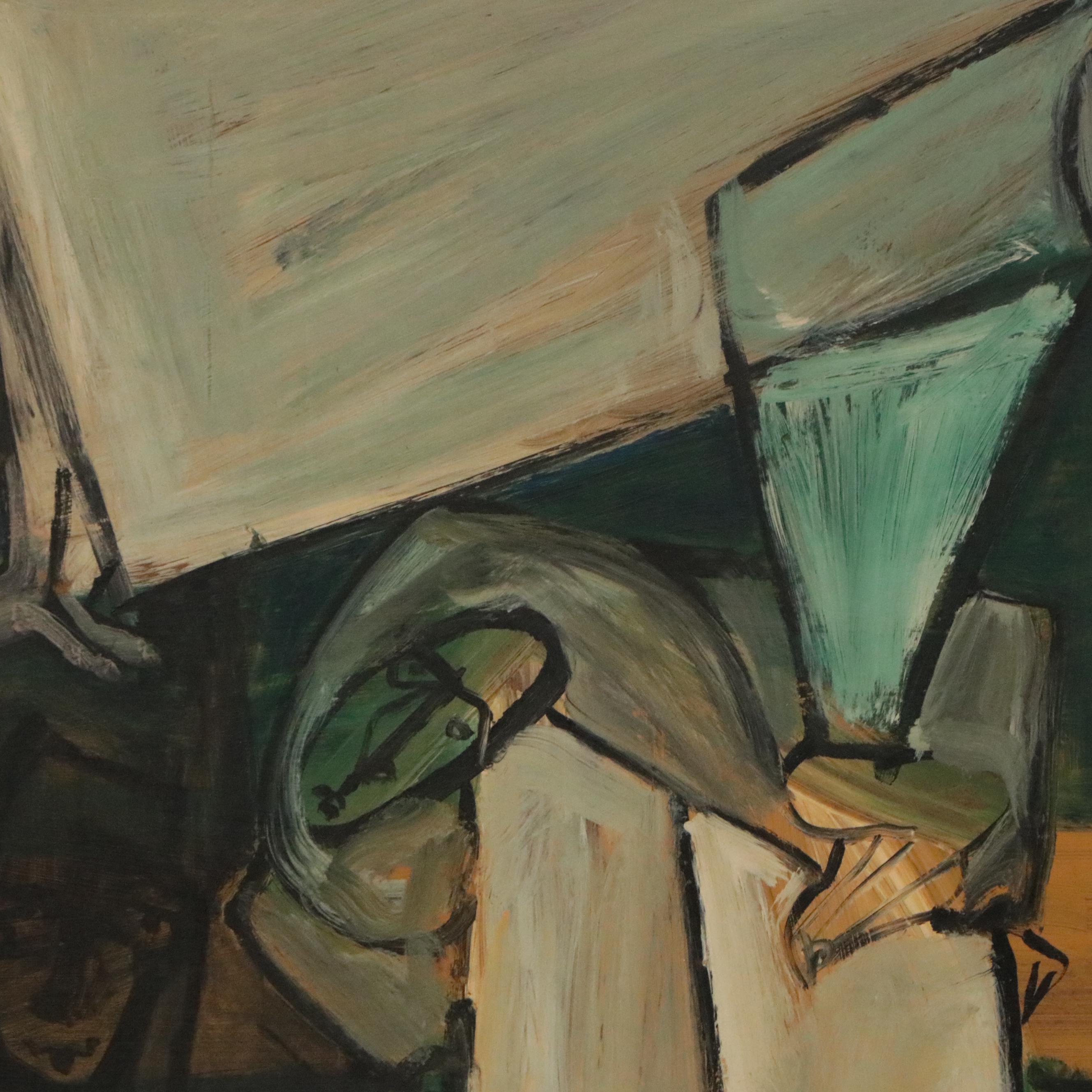 Bernice Fisher Stacy Abstract Figurative Oil Painting, Mid-Late 20th Century