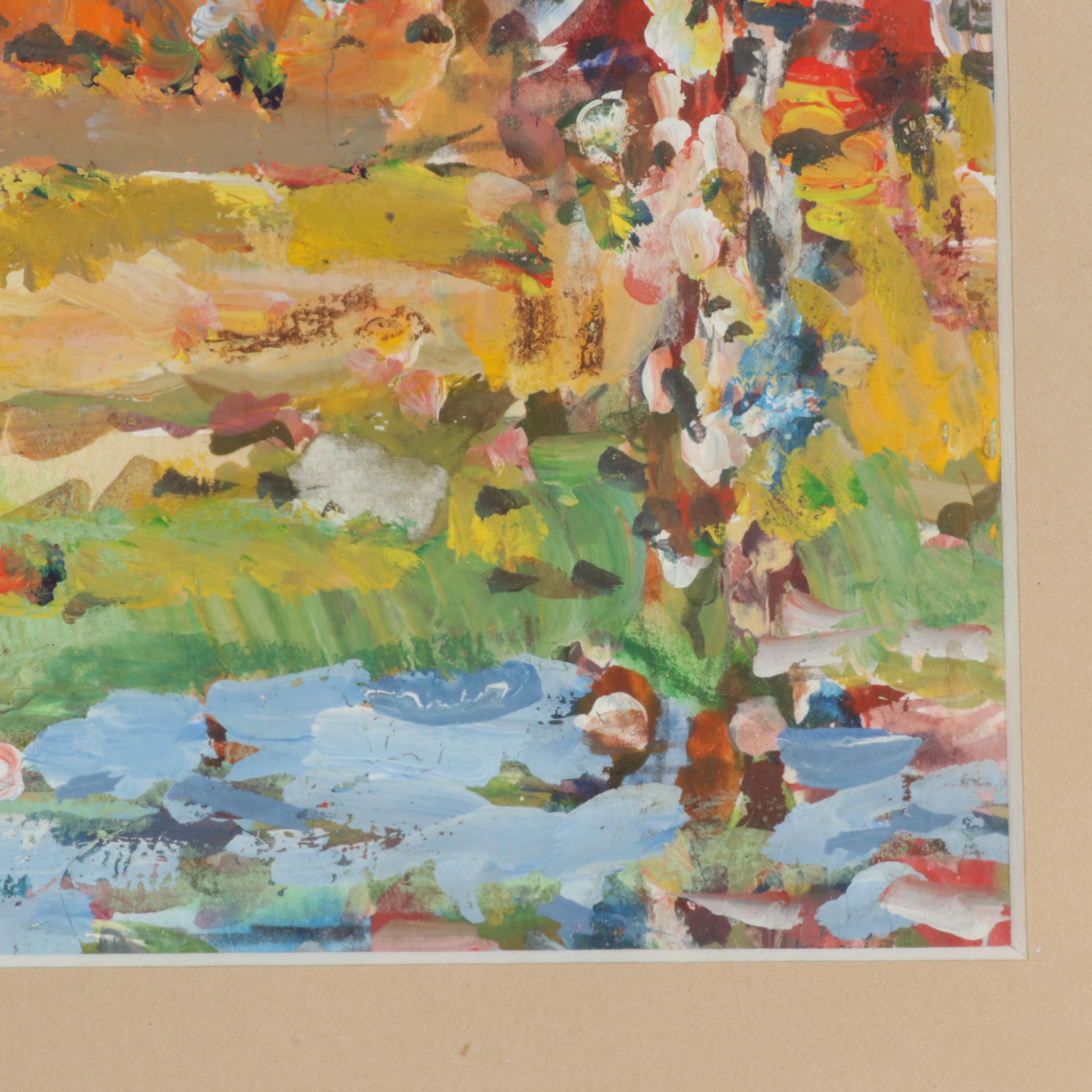 Eastern European Spring Landscape Acrylic Painting, 2006