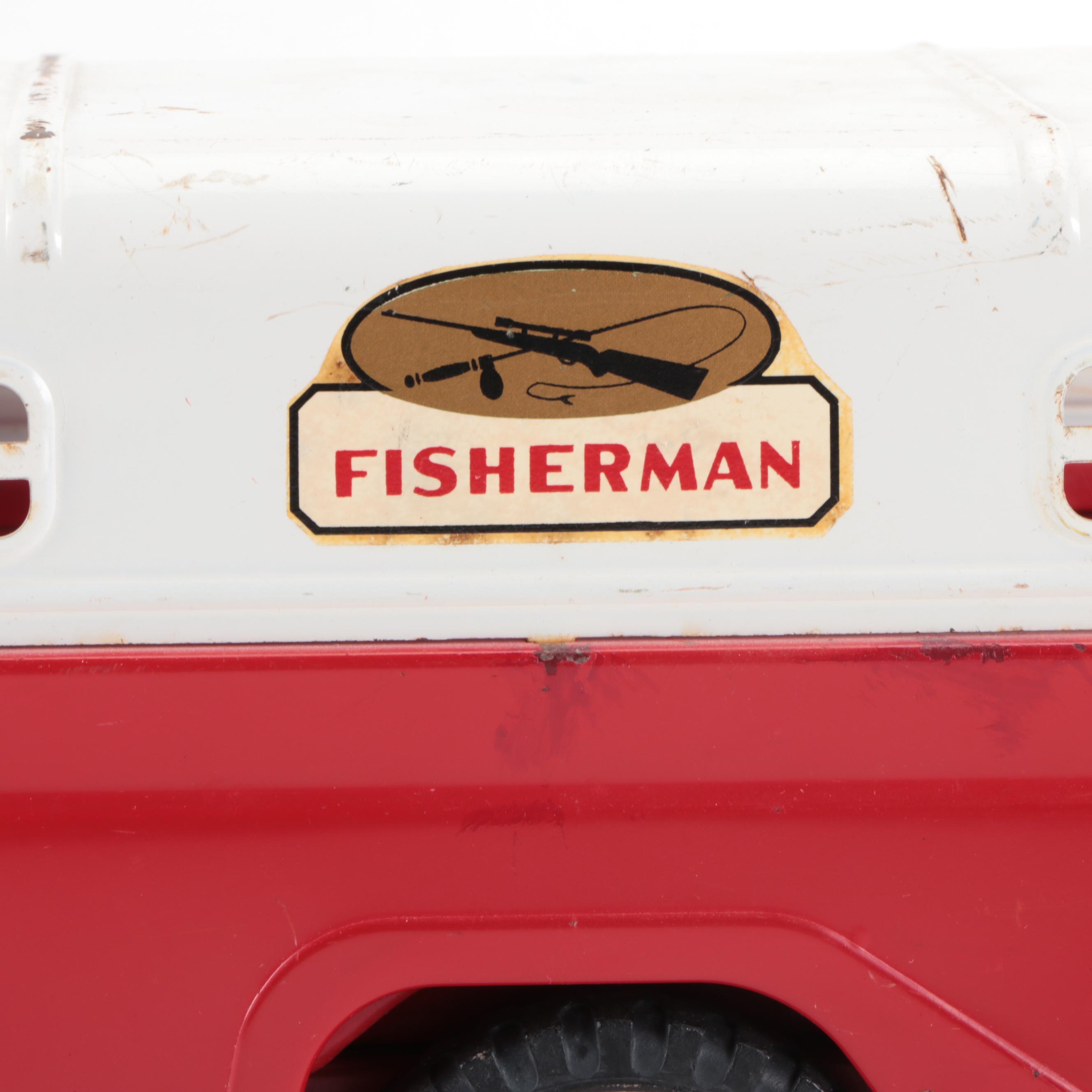 Tonka Fisherman and Sportsman Pickup Trucks with Toppers and Sandloader, 1960s