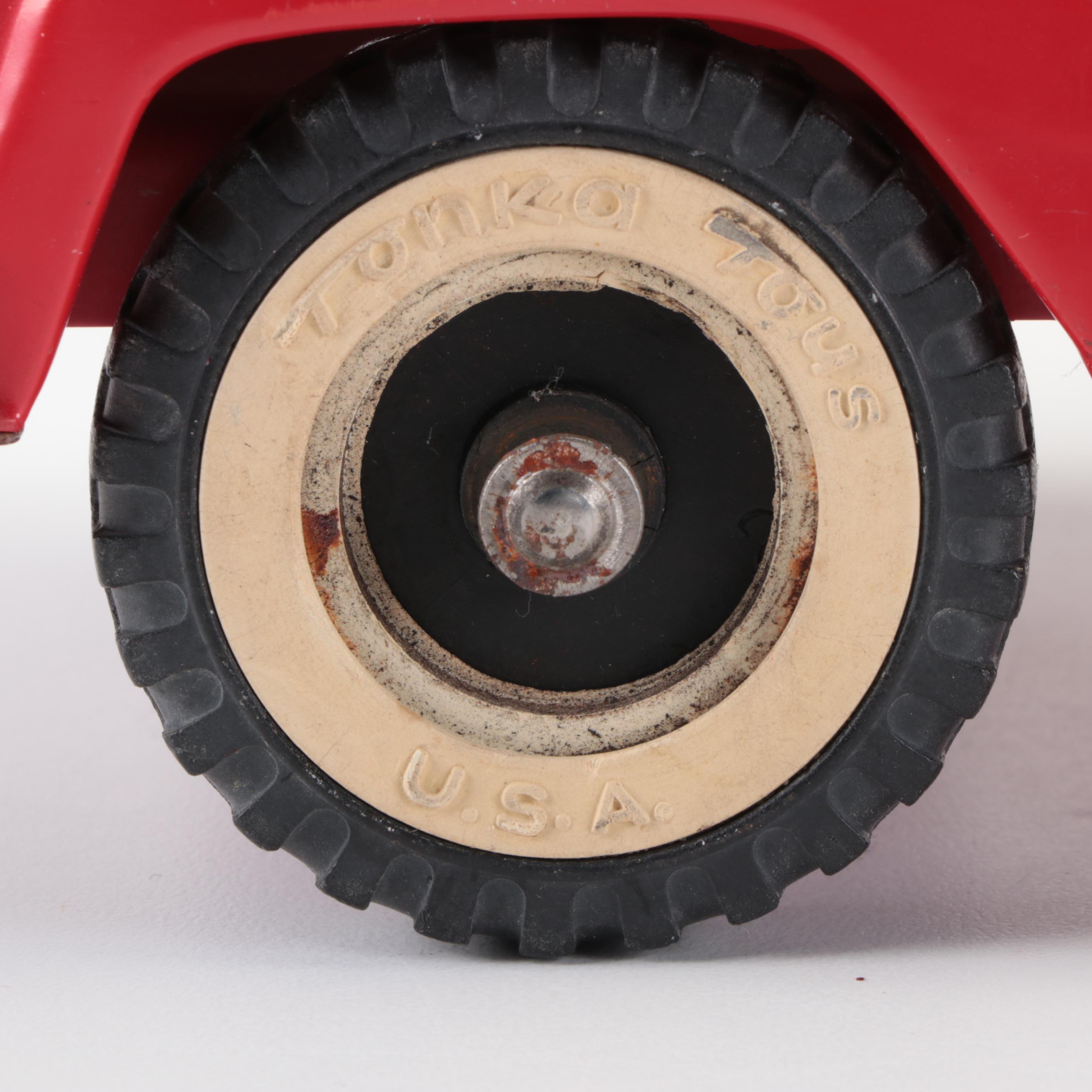 Tonka Fisherman and Sportsman Pickup Trucks with Toppers and Sandloader, 1960s