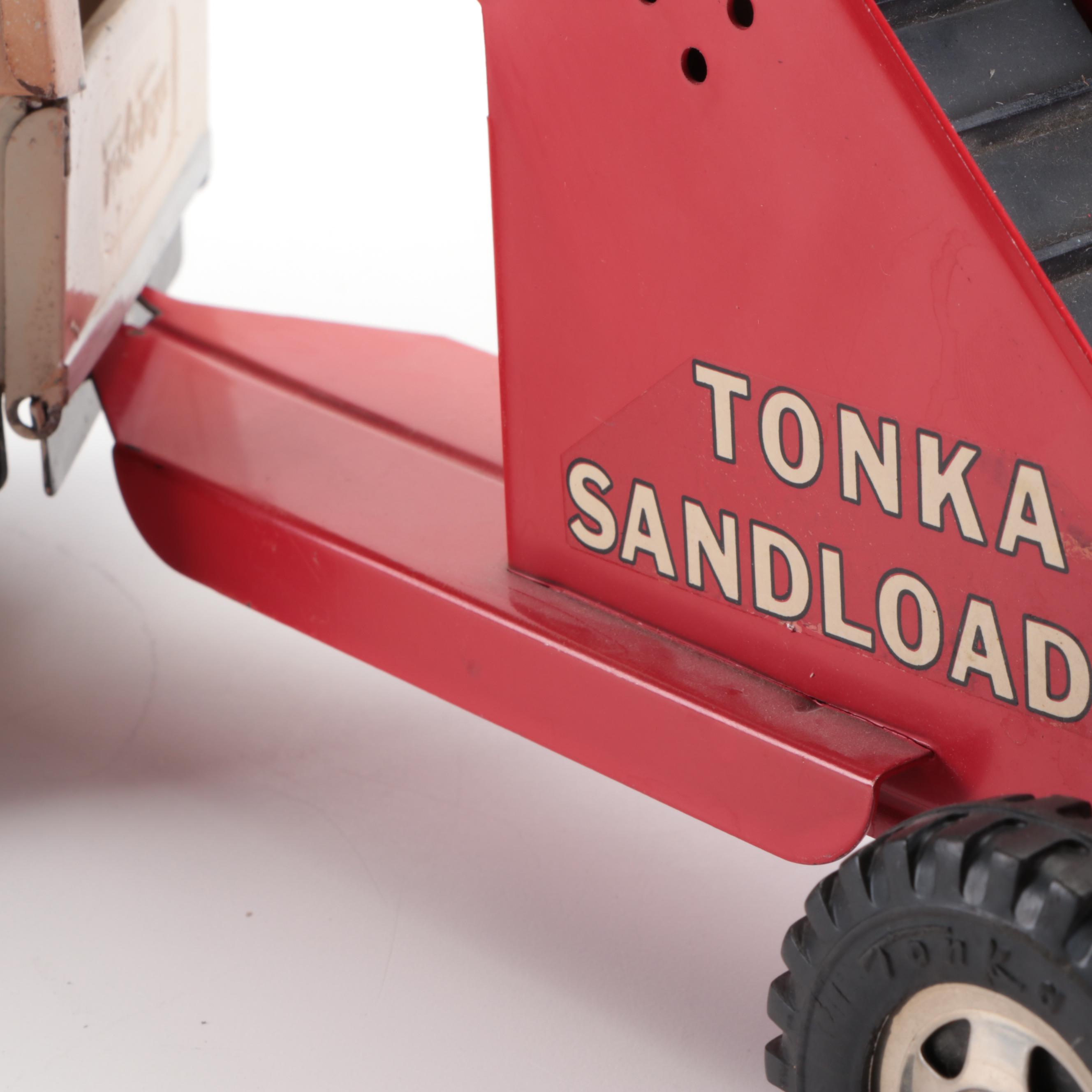 Tonka Fisherman and Sportsman Pickup Trucks with Toppers and Sandloader, 1960s